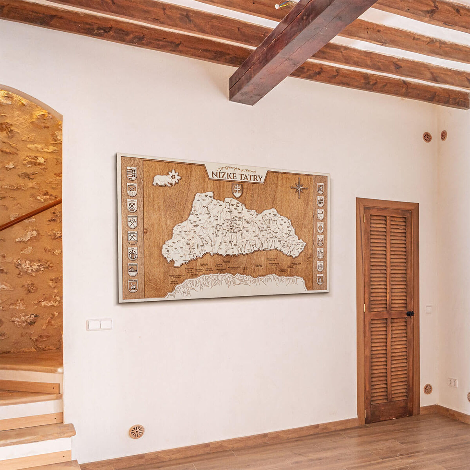 Low Tatras wooden map - framed picture