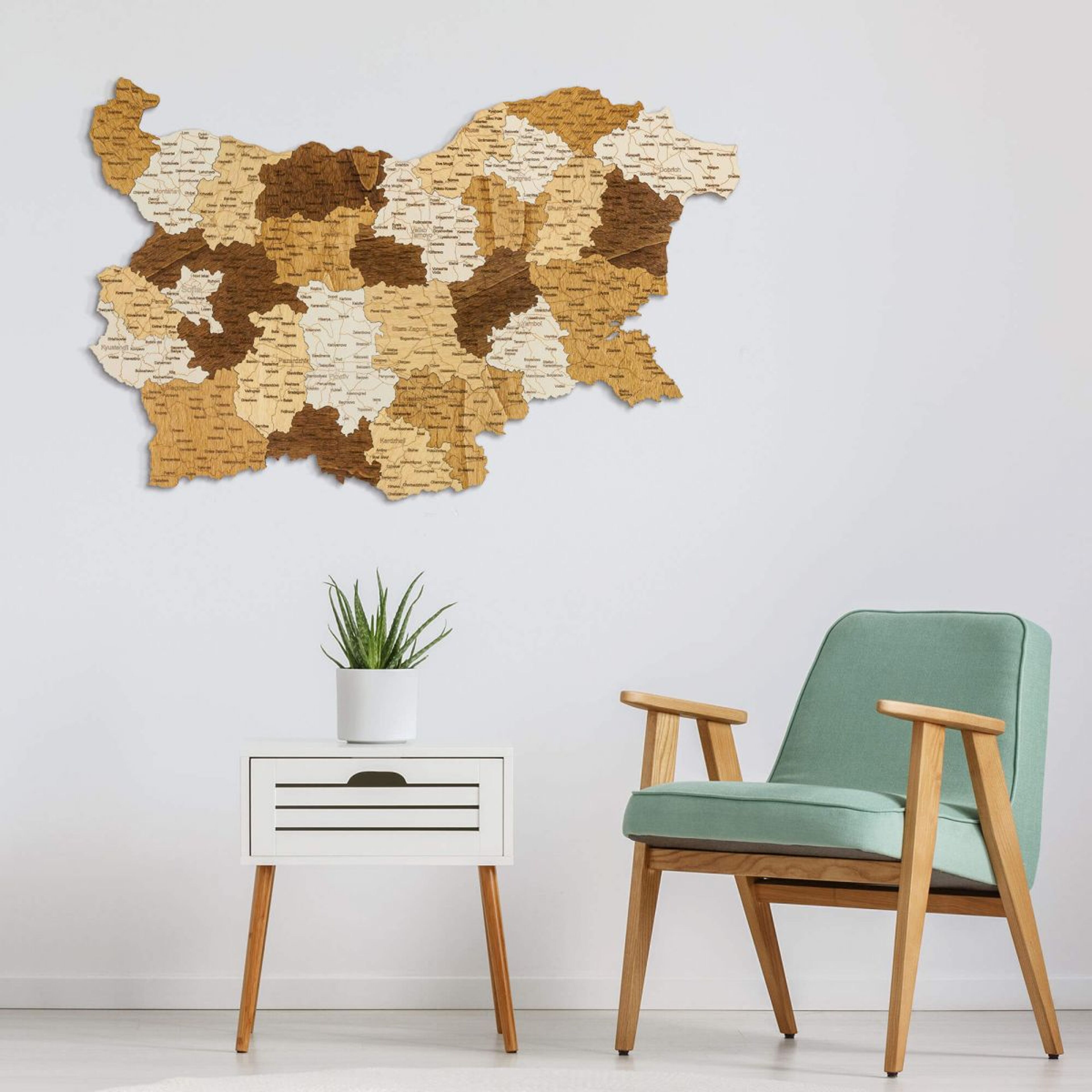 Bulgaria Wooden Map