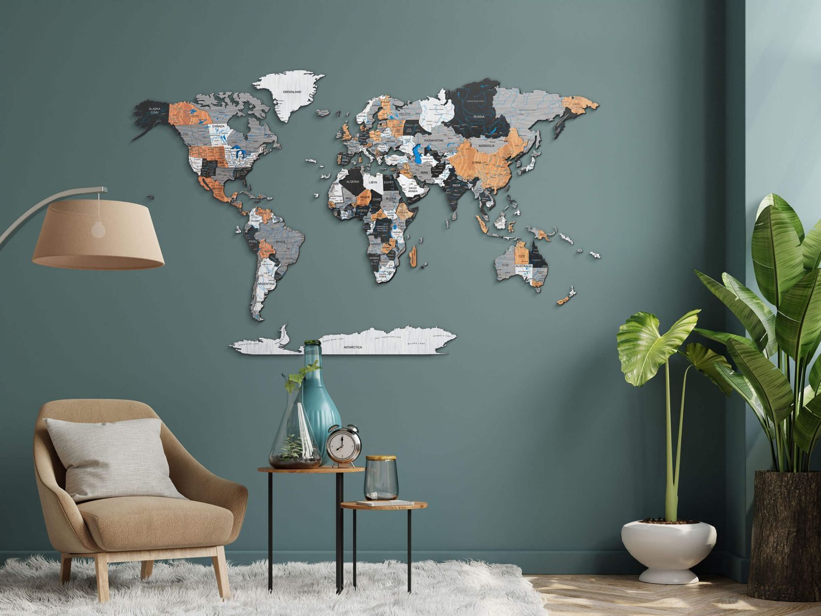 Full colour 3D Wooden World Map | 68travel Full colour 3D Wooden World Map | 68travel