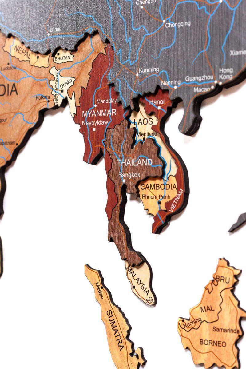 Full colour 3D Wooden World Map | 68travel Full colour 3D Wooden World Map | 68travel