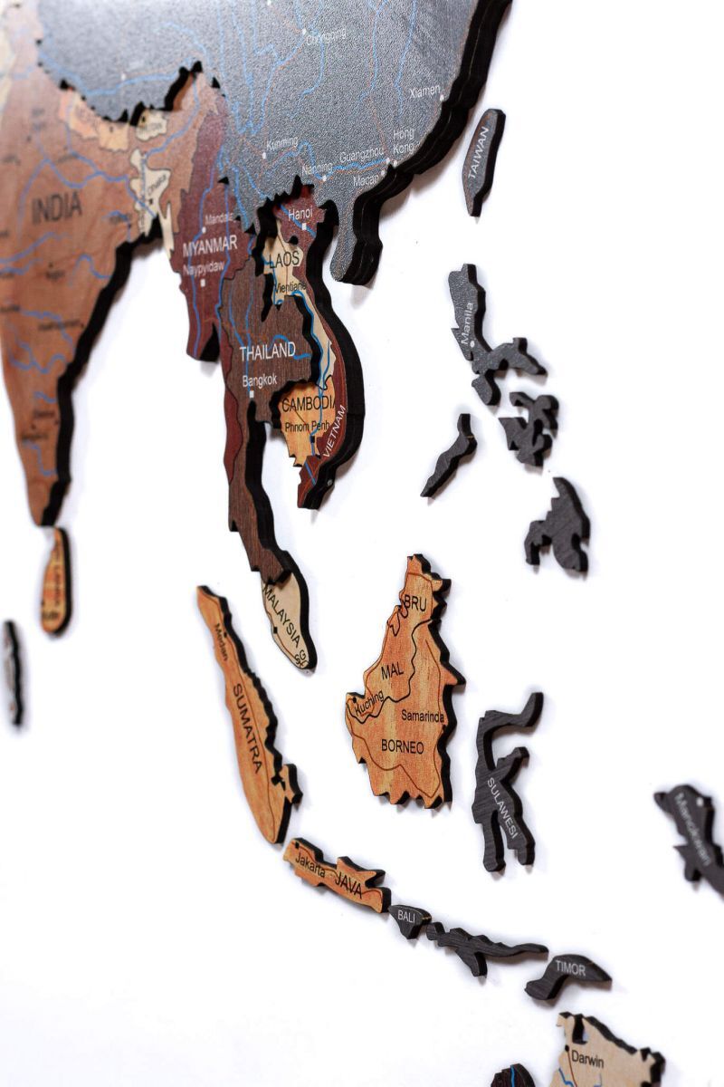 Full colour 3D Wooden World Map | 68travel Full colour 3D Wooden World Map | 68travel