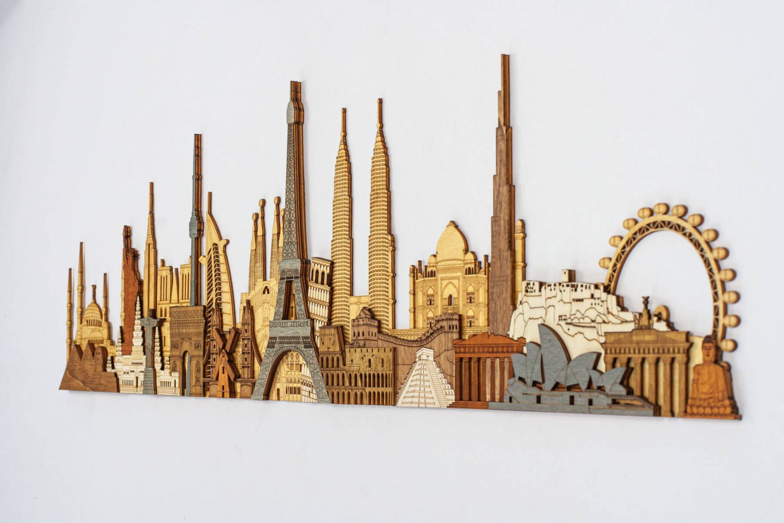 World Monuments and Attractions 3D Wooden Panel | 68travel