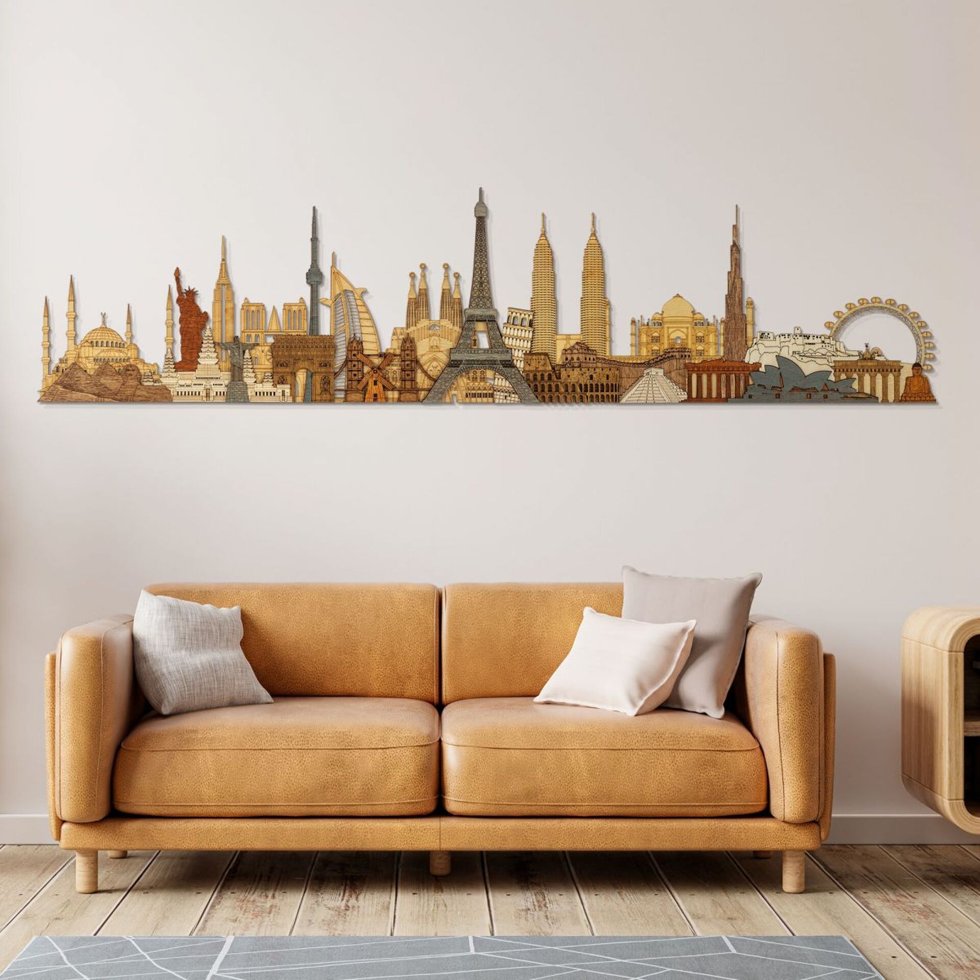 World Monuments and Attractions 3D Wooden Panel