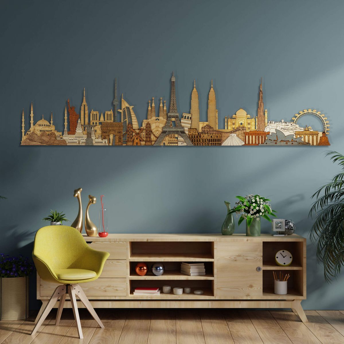 World Monuments and Attractions 3D Wooden Panel | 68travel
