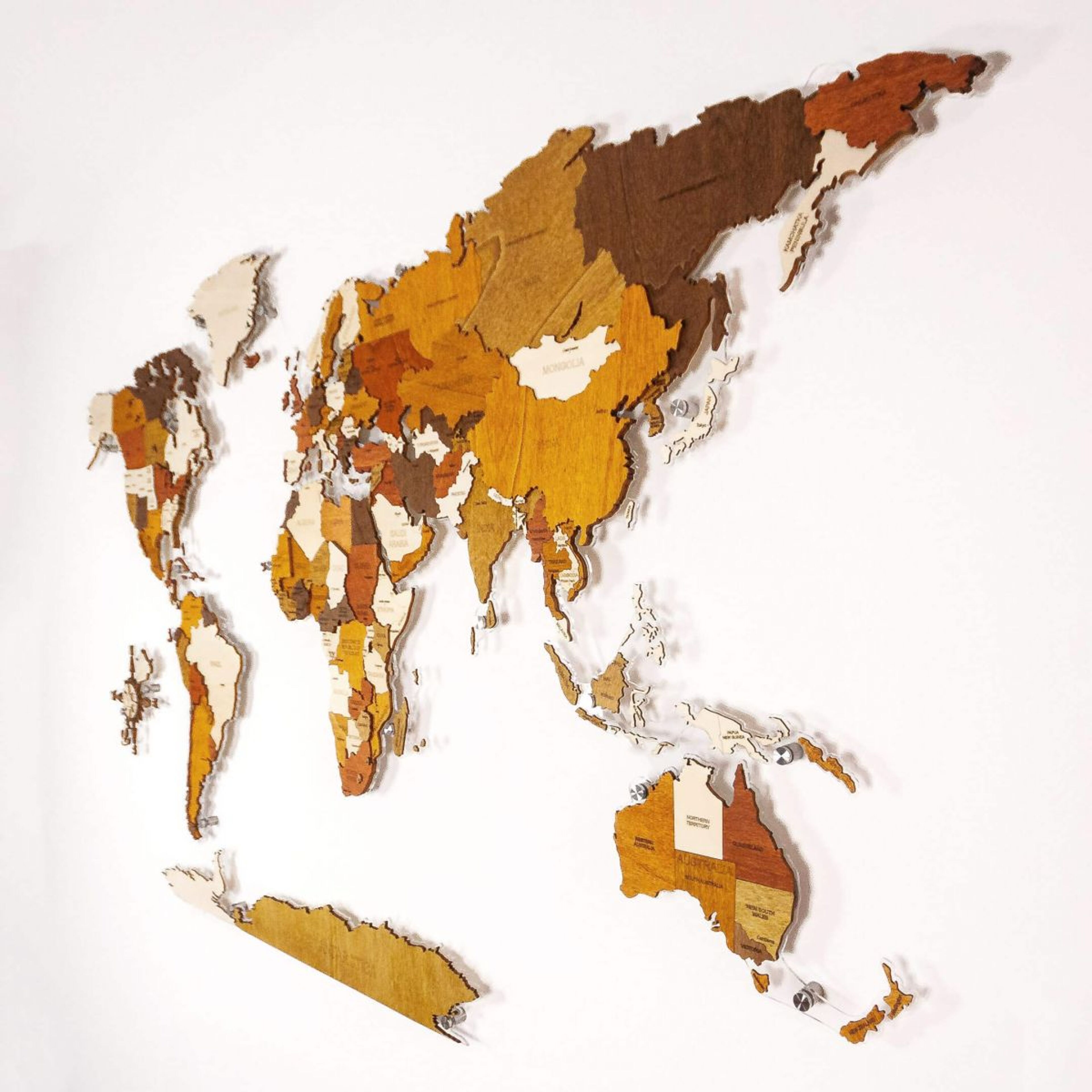 Base acrilica per la mappa del mondo in legno