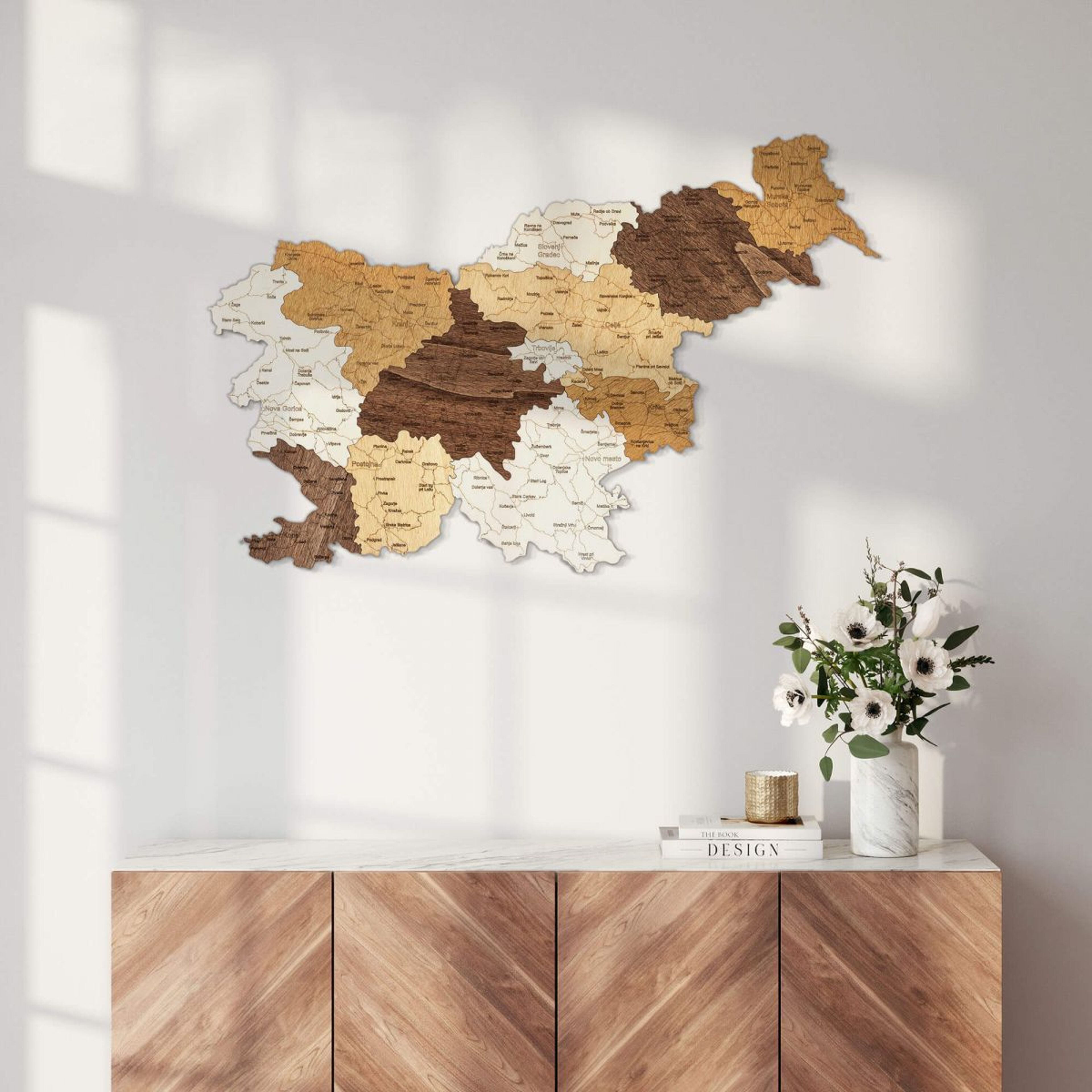 Slovenia Wooden Map