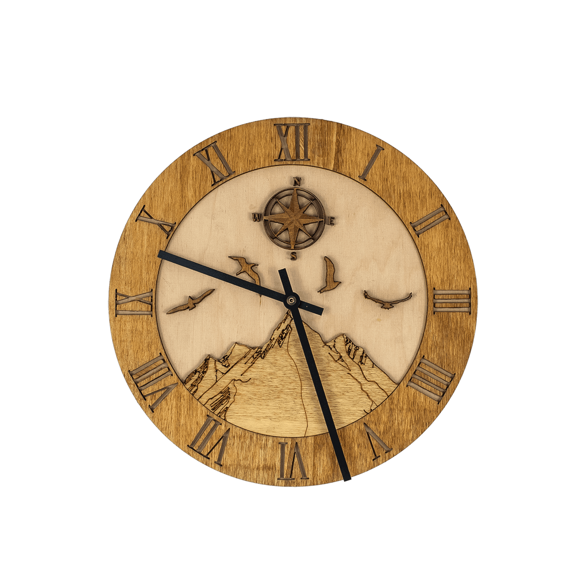 Wooden Mountains wall clock