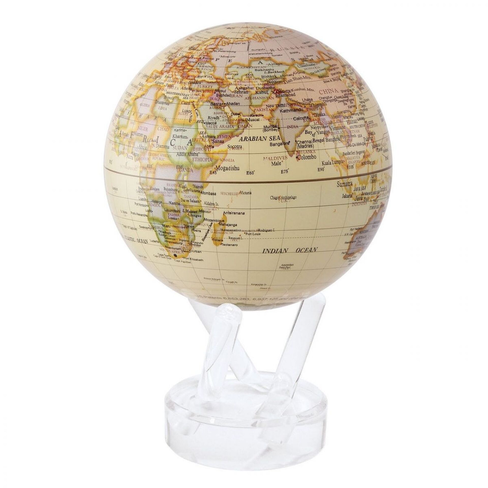 MOVA Antiqued High Gloss Map Self Spinning Globe