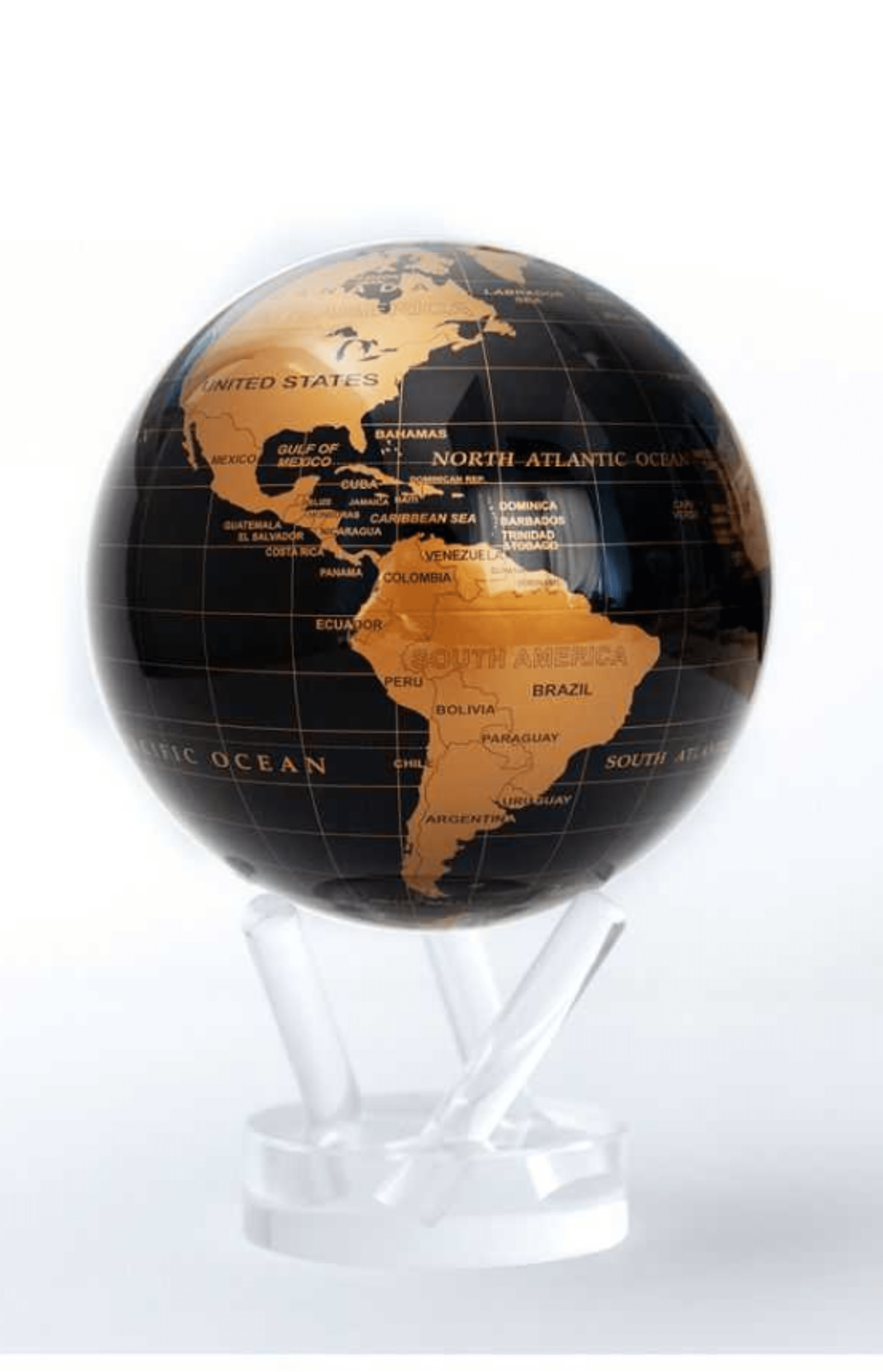 MOVA Black and Gold Map Self Spinning Globe