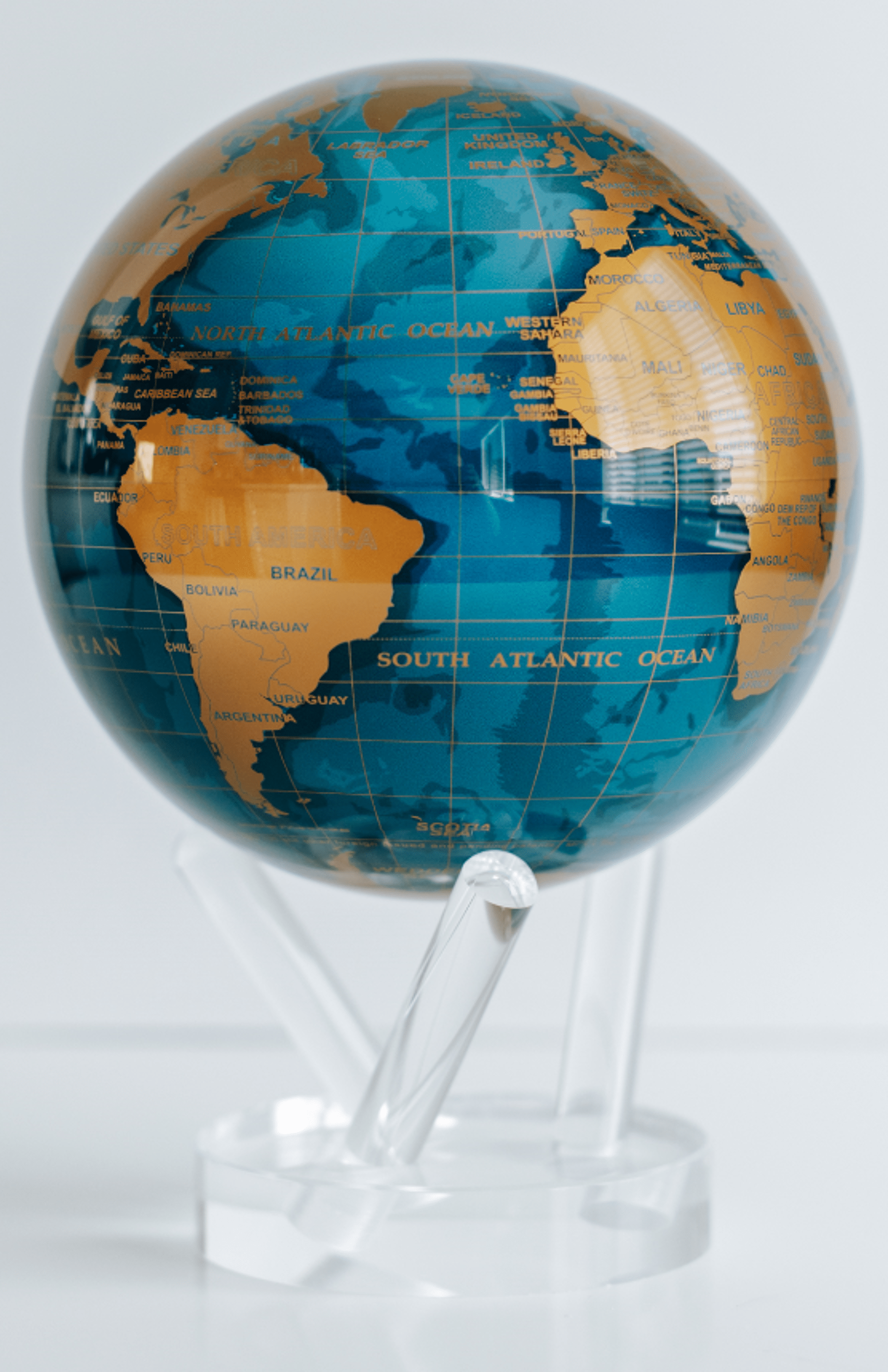 MOVA Blue and Gold Self Spinning Globe