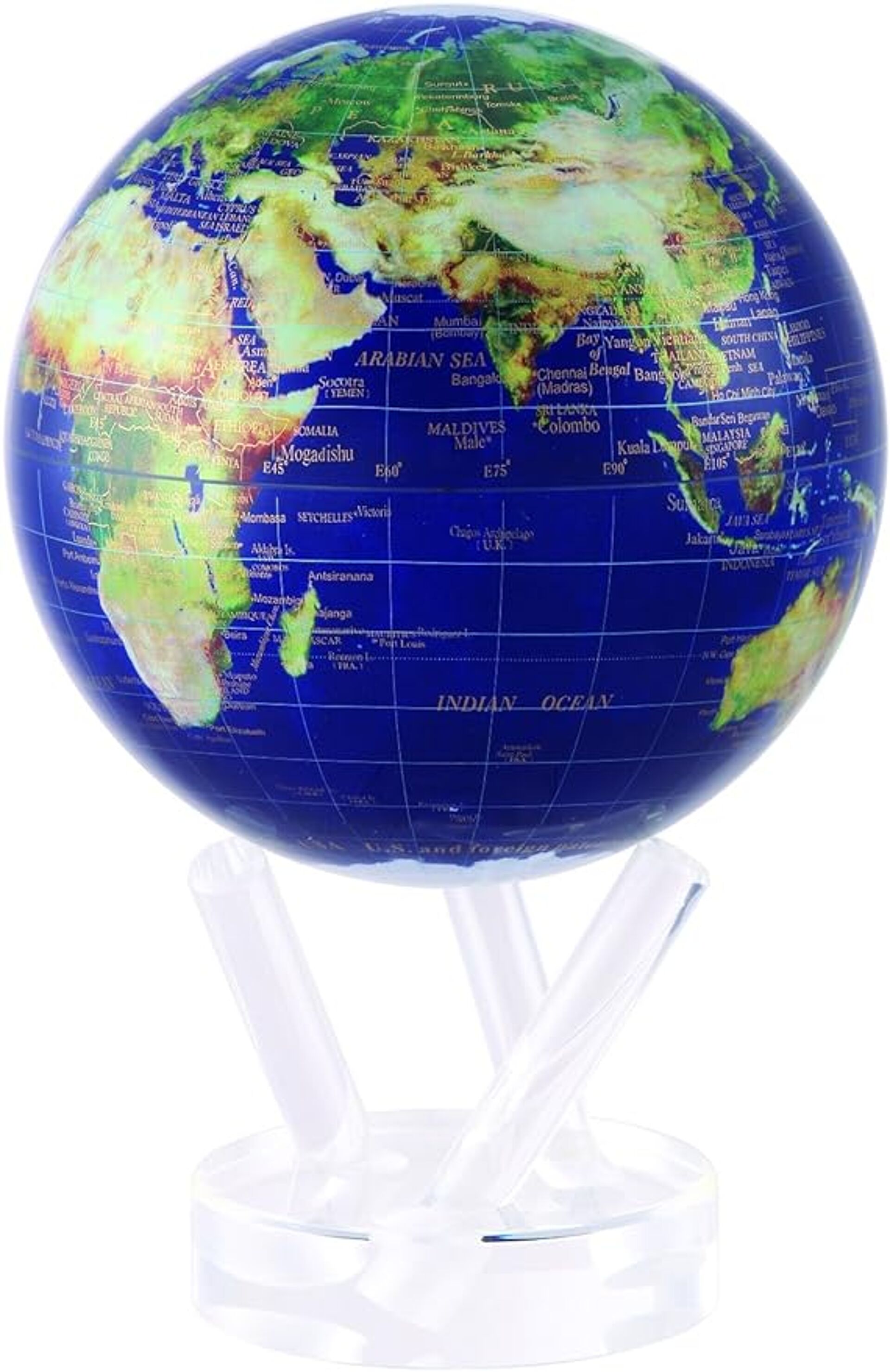 MOVA Satellite View with Gold Lettering Self Rotating Globe