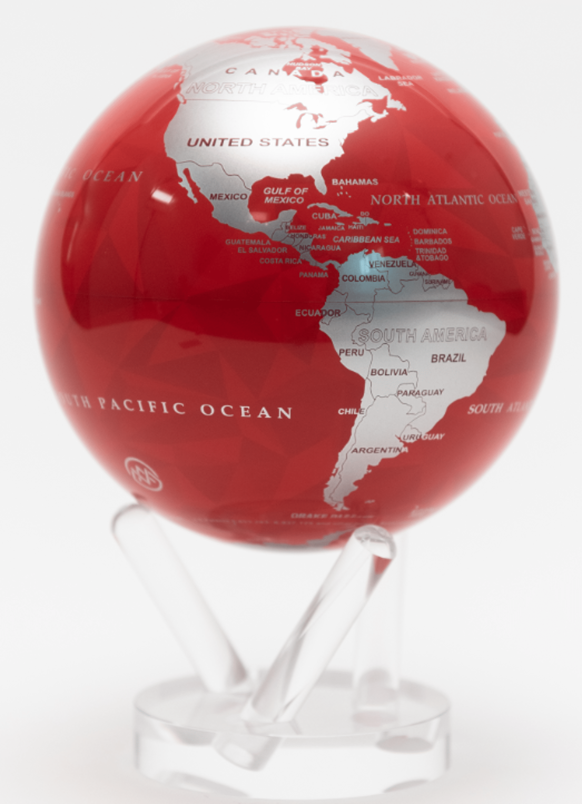 MOVA Red And Silver Self Rotating Magnetic Globe