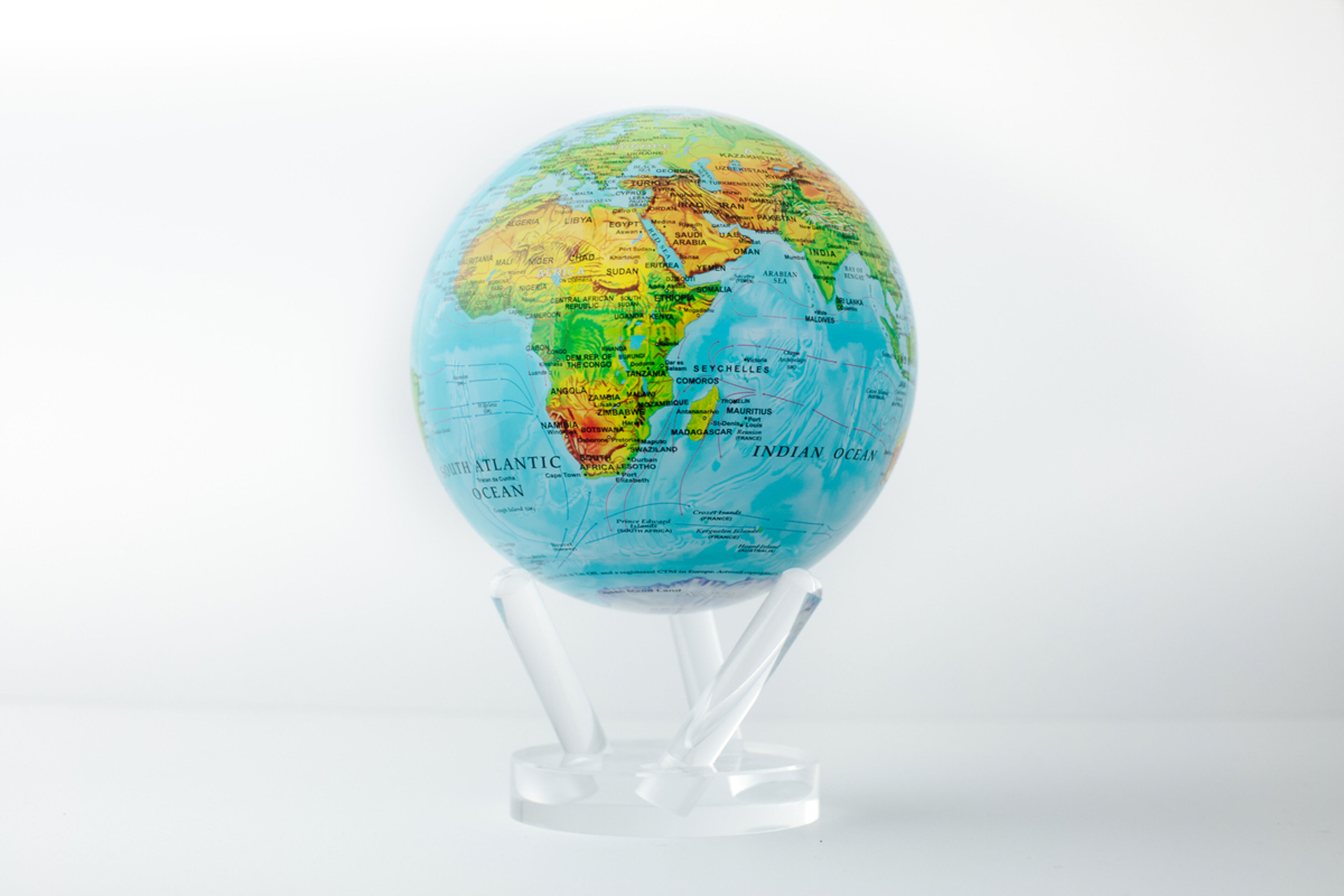 Globe Mova en rotation Terre bleu avec relief 4.5