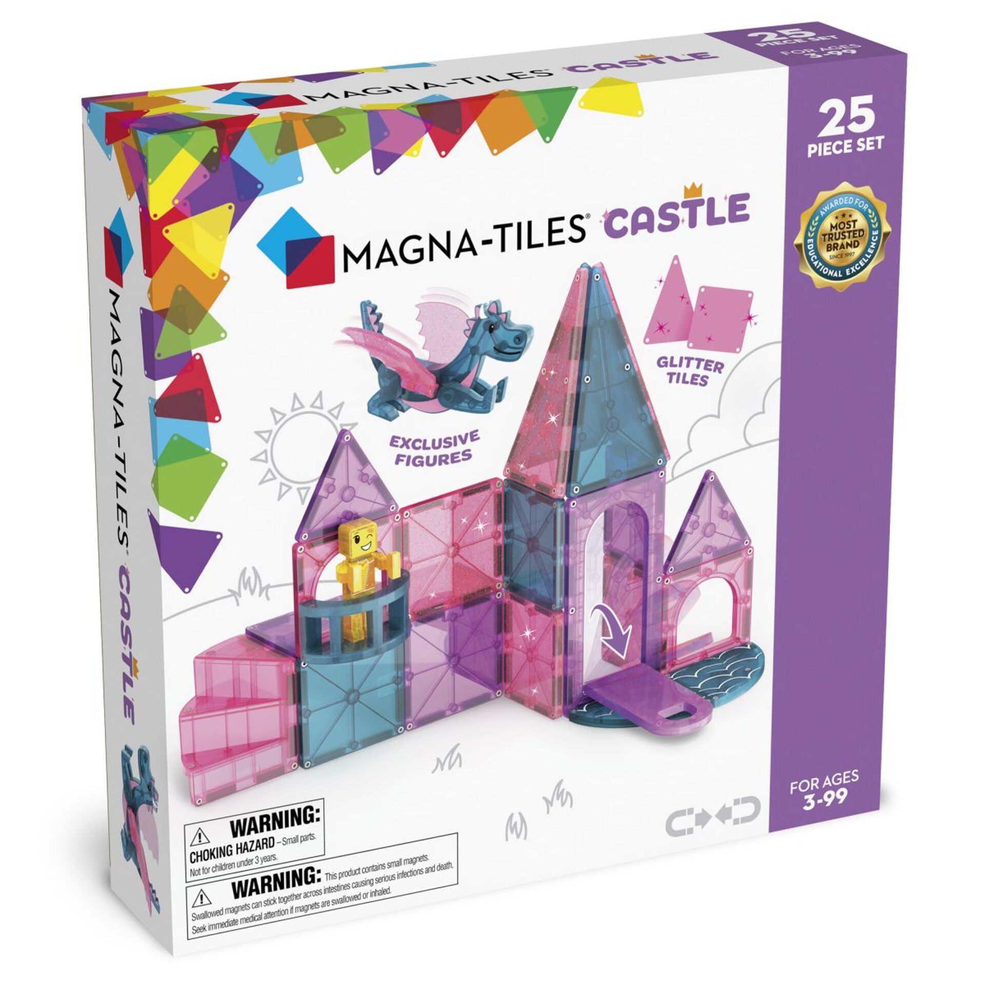 Magna-Tiles Castle 25 peças Kit de construção magnética