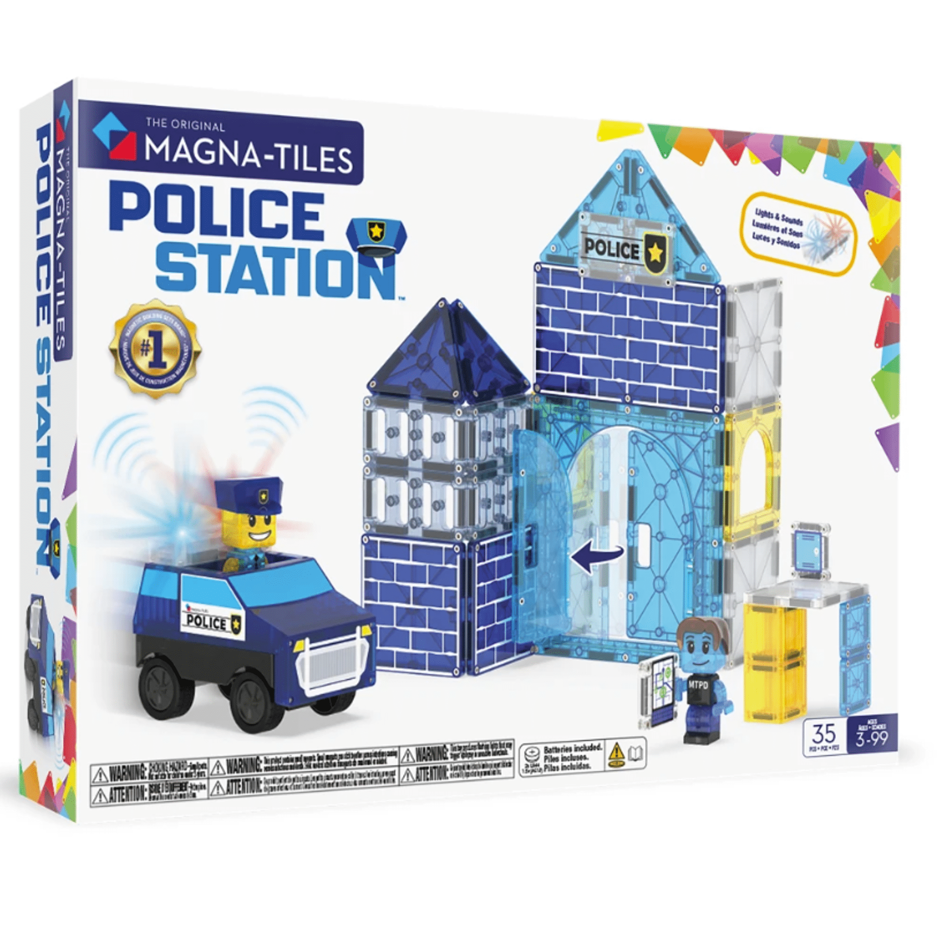 Magna-Tiles Set de construcții magnetice Stație de poliție 35 piese
