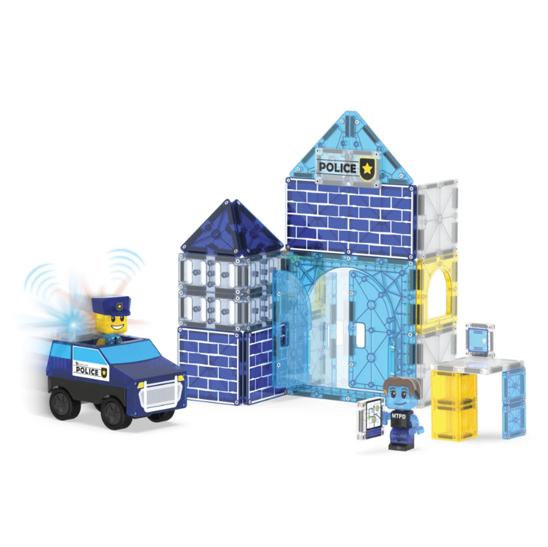 Magna-Tiles Set de construcții magnetice Stație de poliție 35 piese
