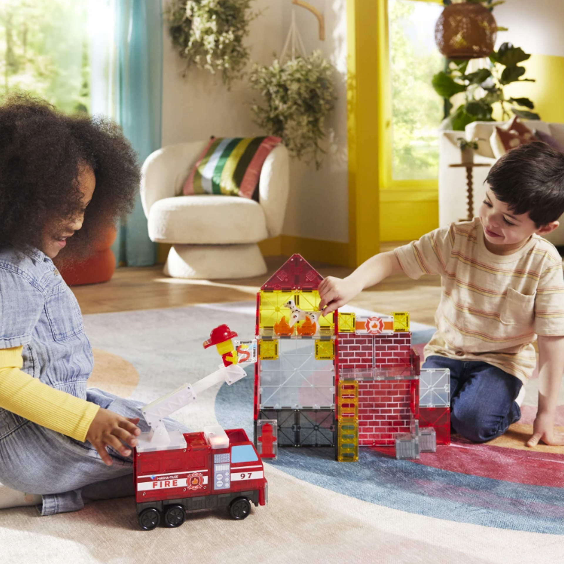 Magna-Tiles microMAGS Fire Station 50 piese