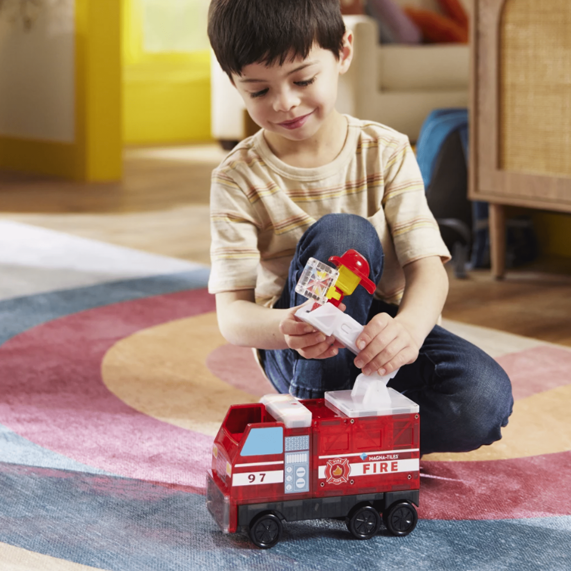 Magna-Tiles microMAGS Fire Station 50 piese