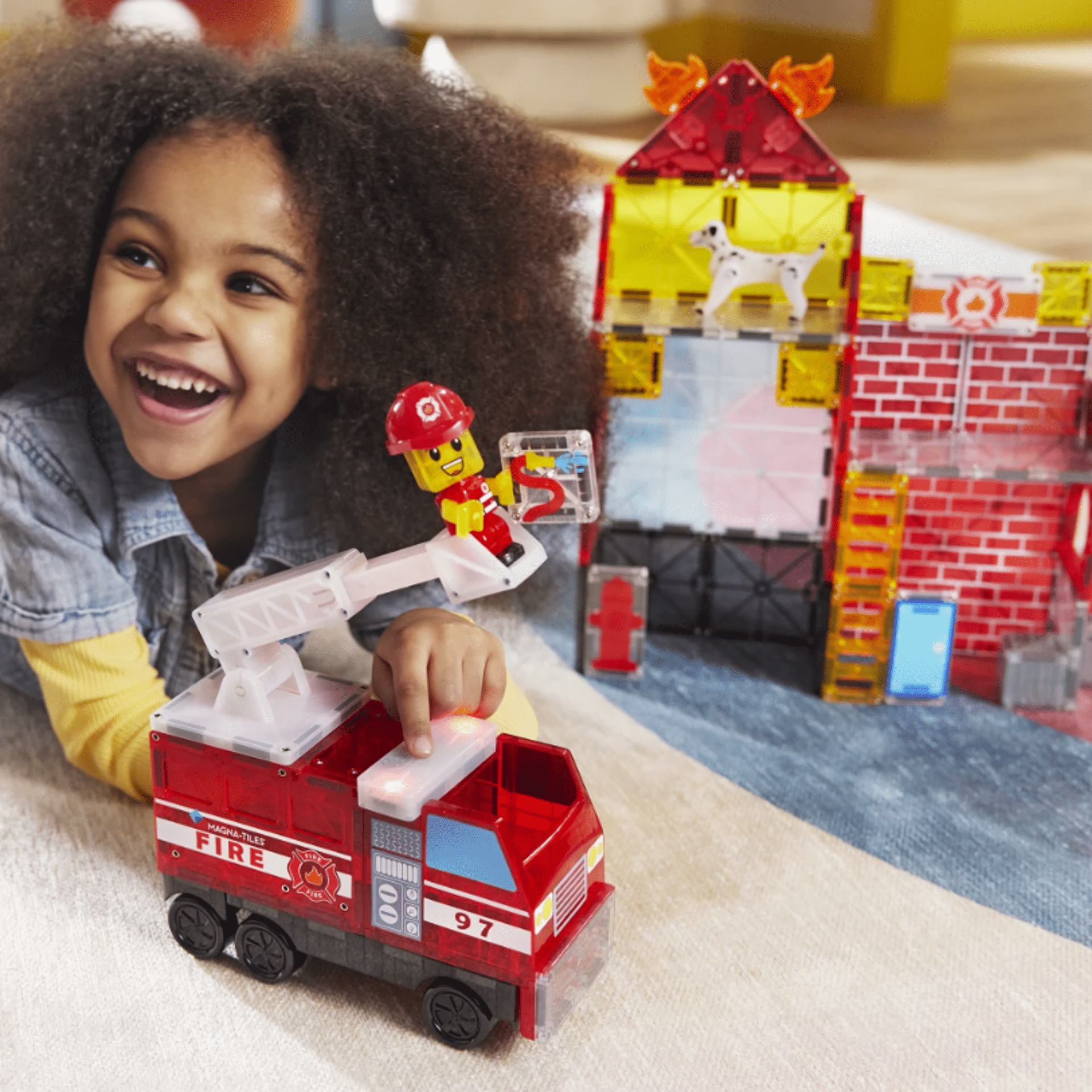 Magna-Tiles microMAGS Fire Station 50 piese