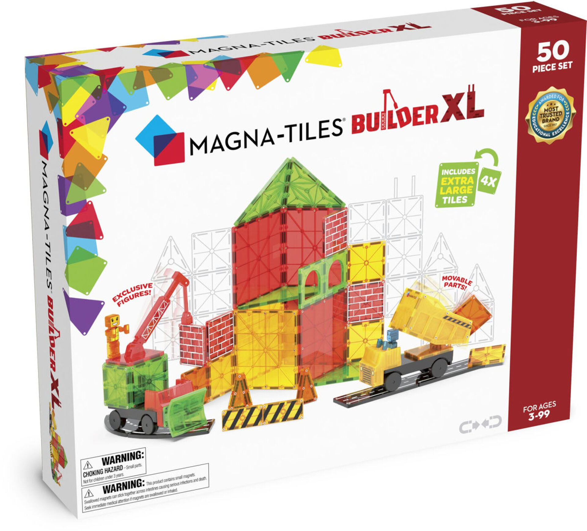 Magna-Tiles magneettinen rakennussarja Builder XL Trucks 50 osaa