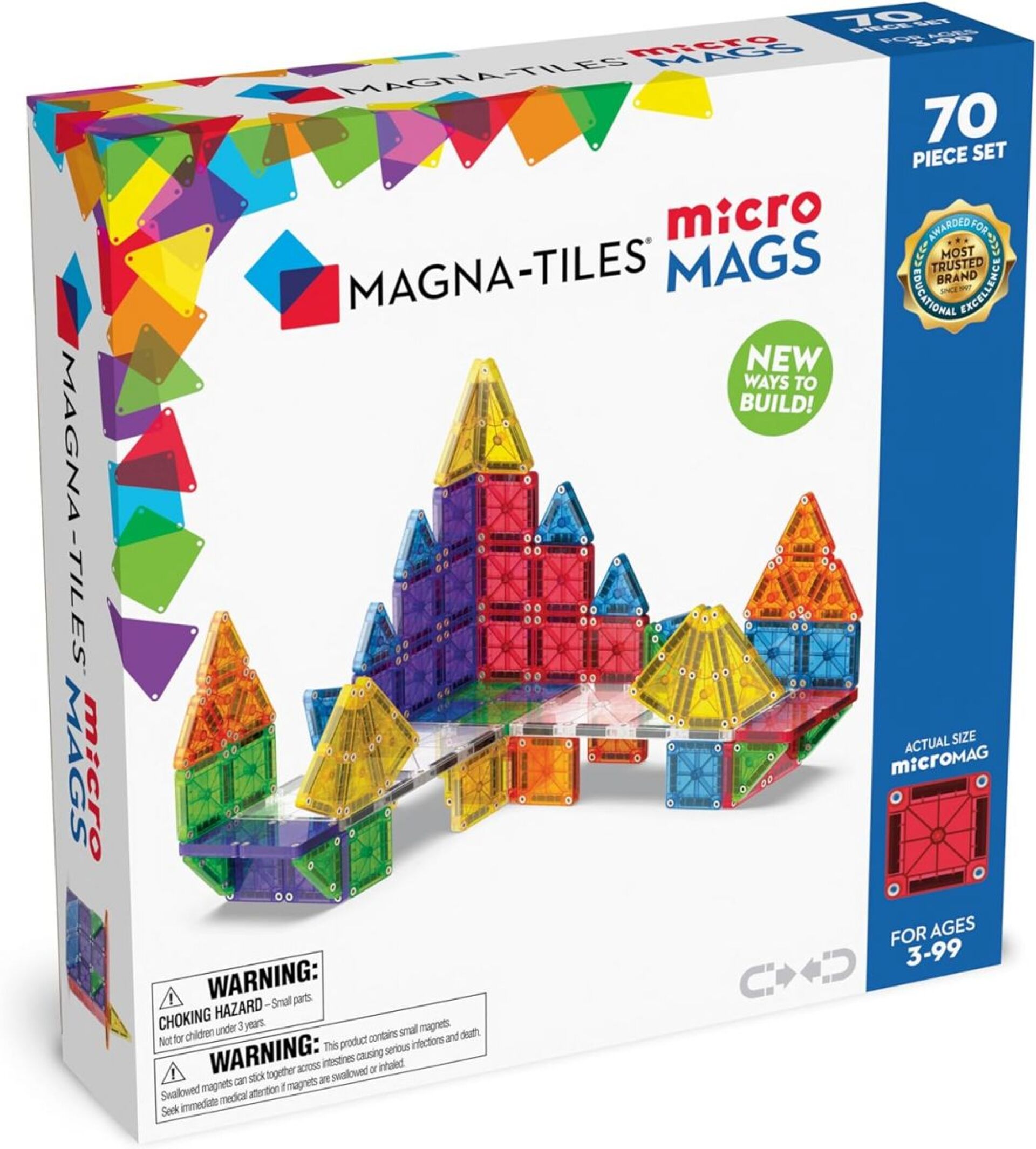 Magna-Tiles microMAGS 70-osainen Deluxe magneettinen rakennussarja