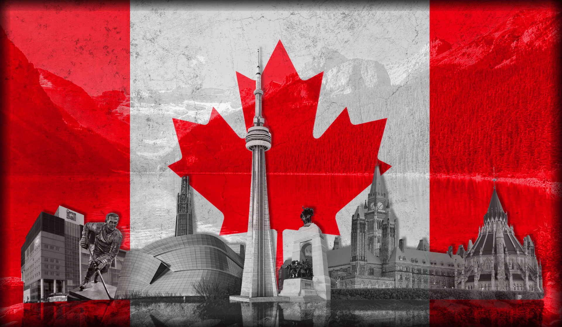 Картини за стена Канада с подсветка - знаме и паметници