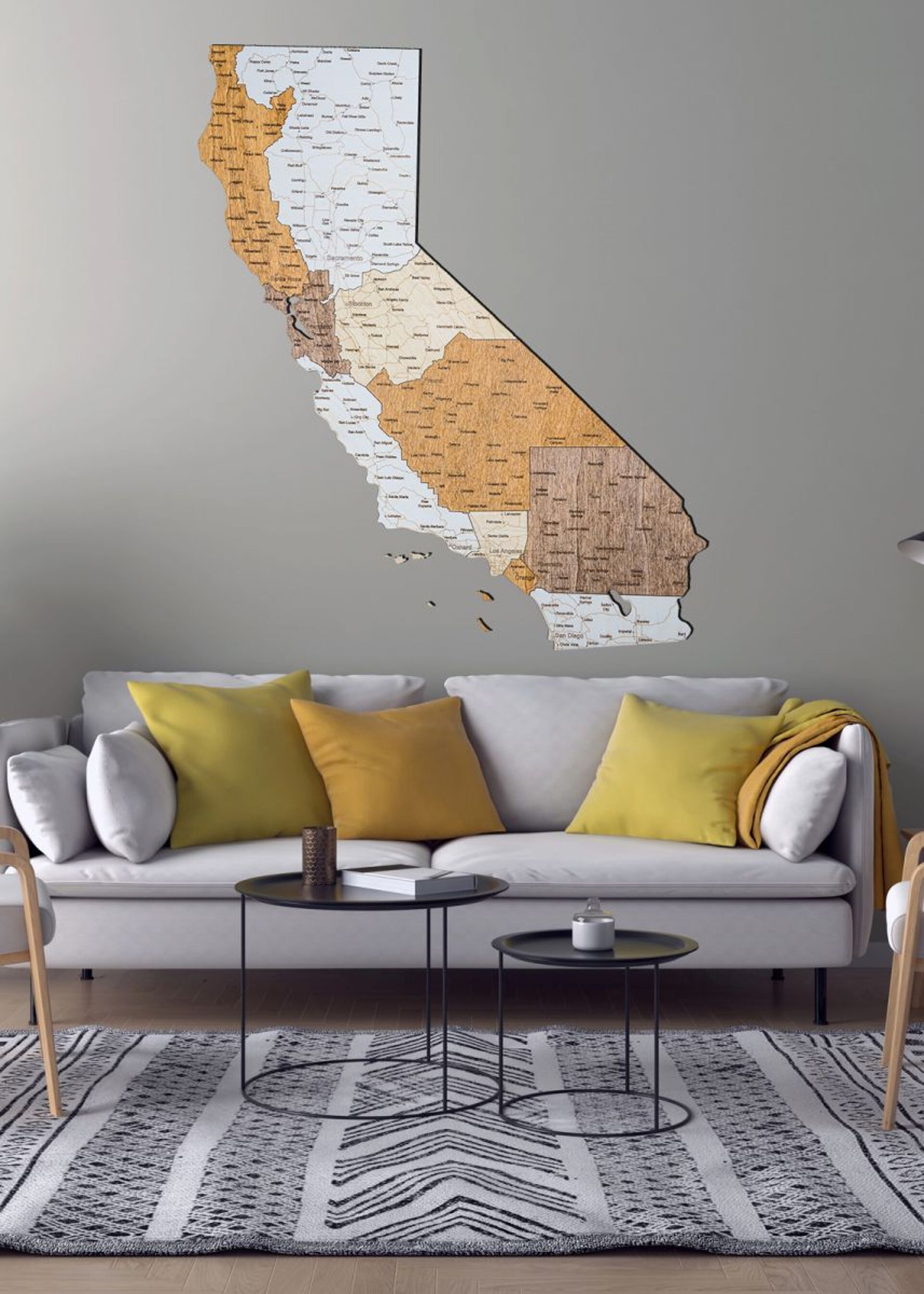 Drewniana mapa Kalifornii