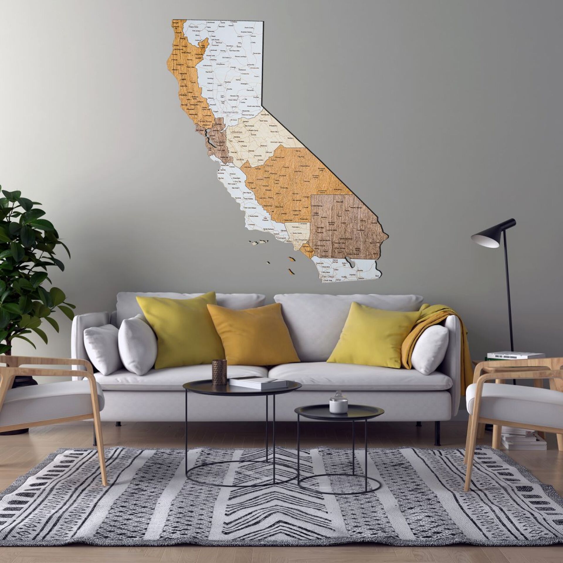 Drewniana mapa Kalifornii