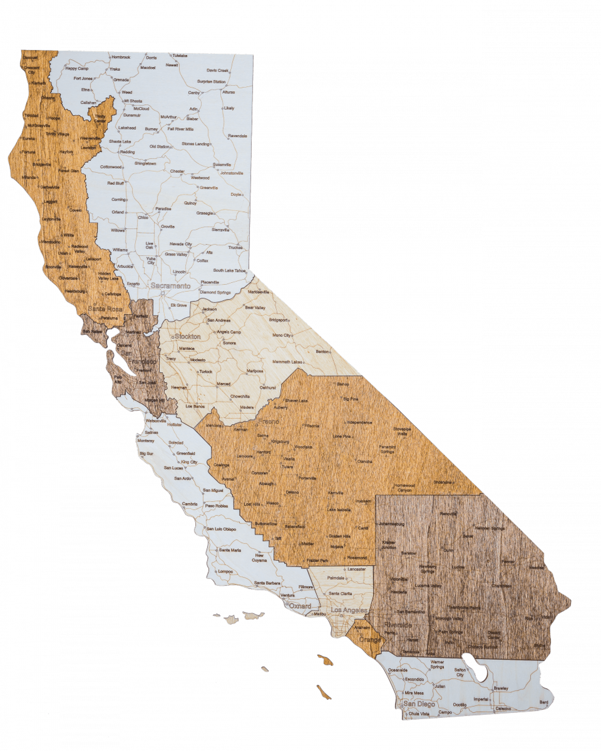 Drewniana mapa Kalifornii