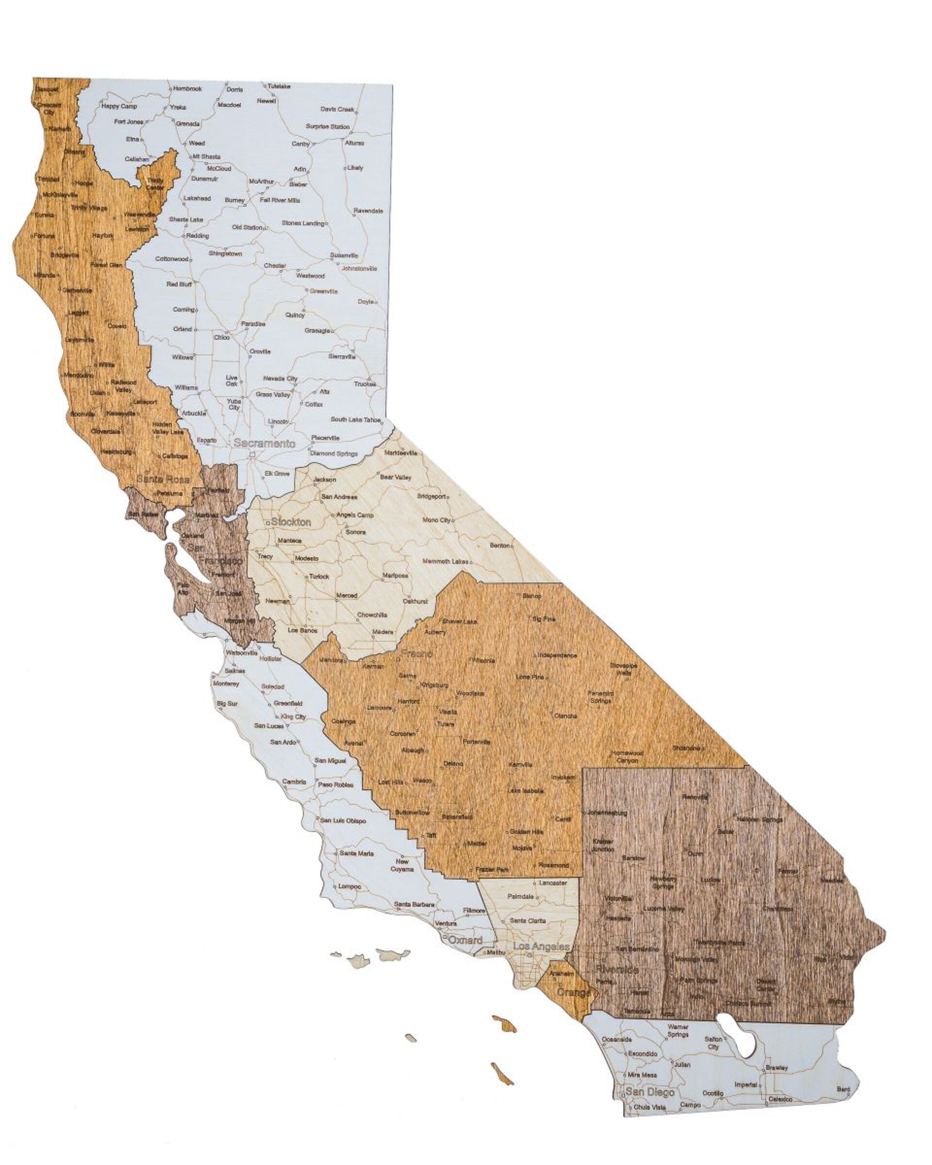 Drewniana mapa Kalifornii
