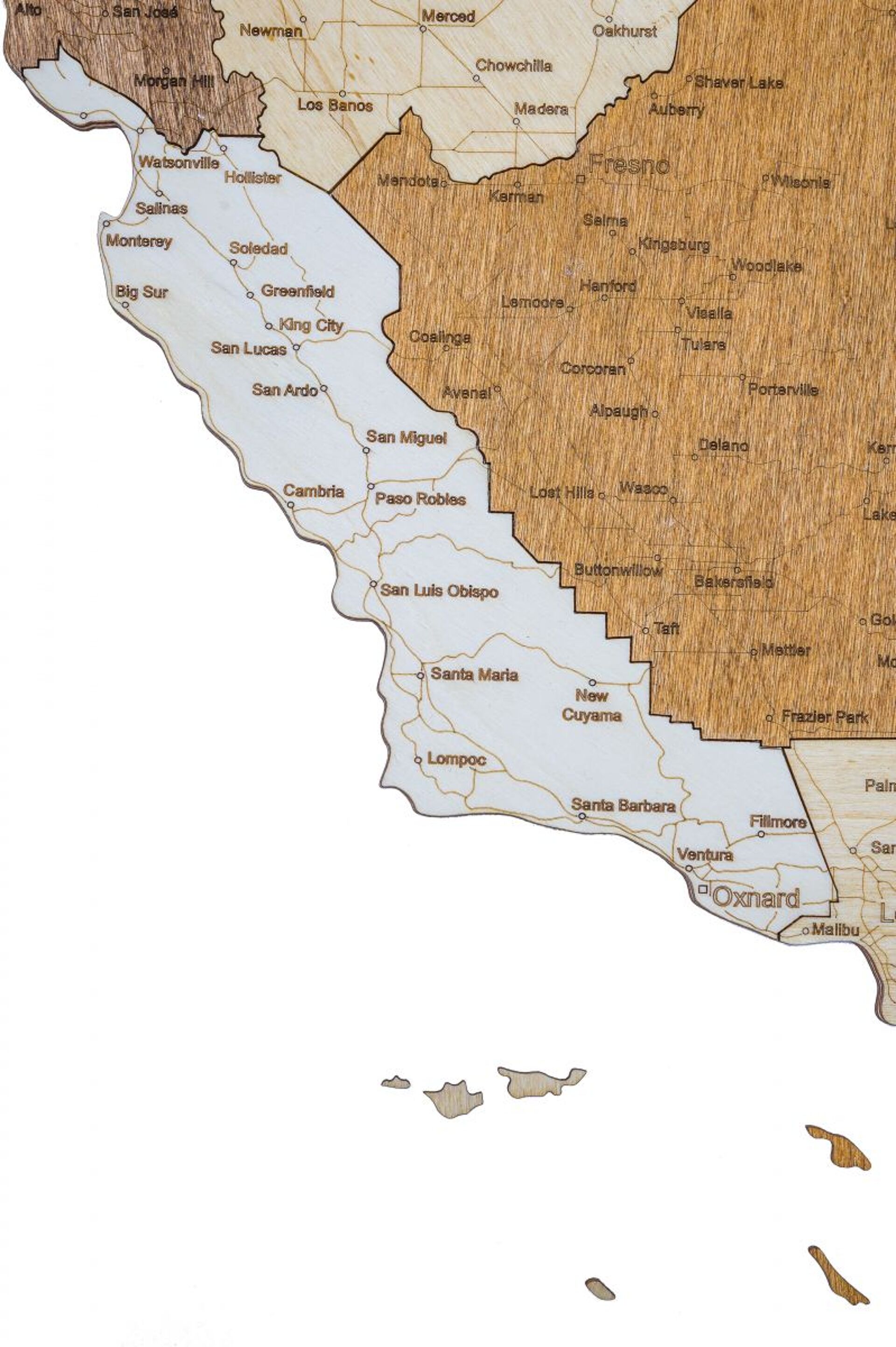 Drewniana mapa Kalifornii