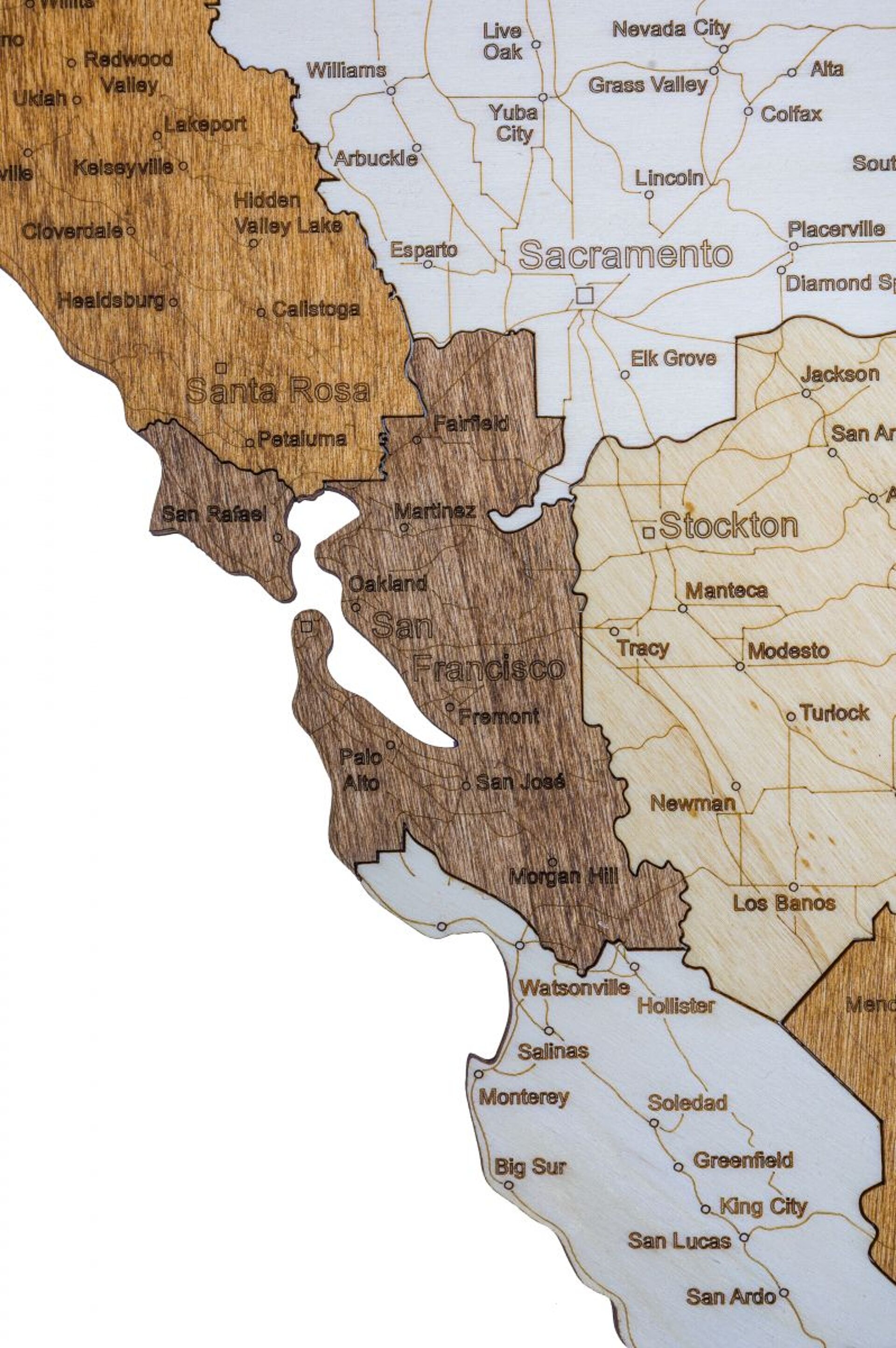 Drewniana mapa Kalifornii