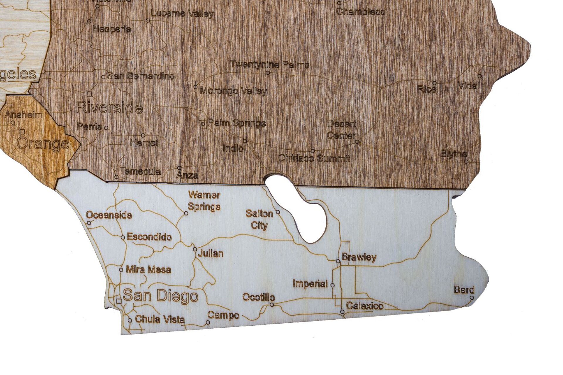 Drewniana mapa Kalifornii