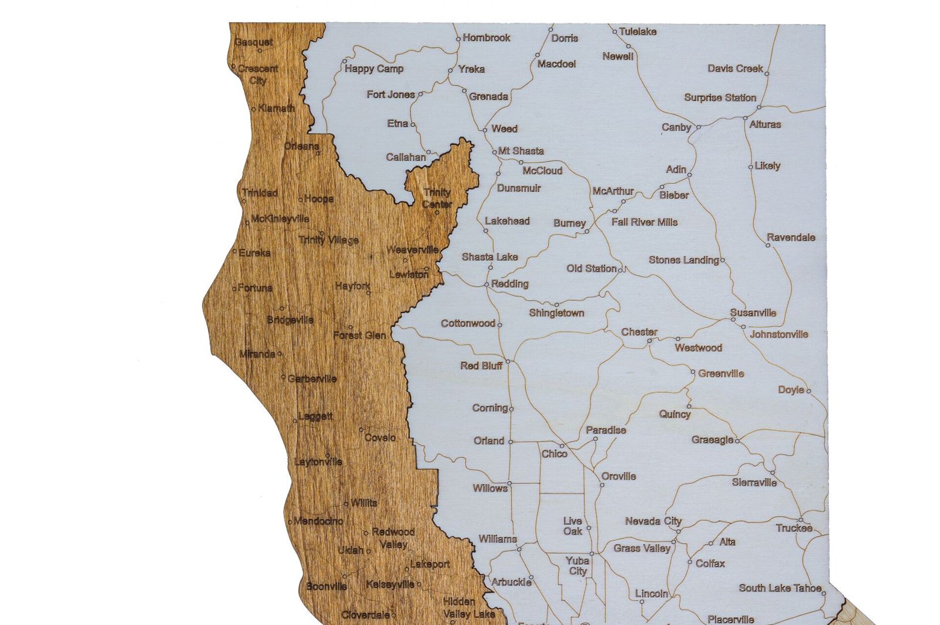 Drewniana mapa Kalifornii
