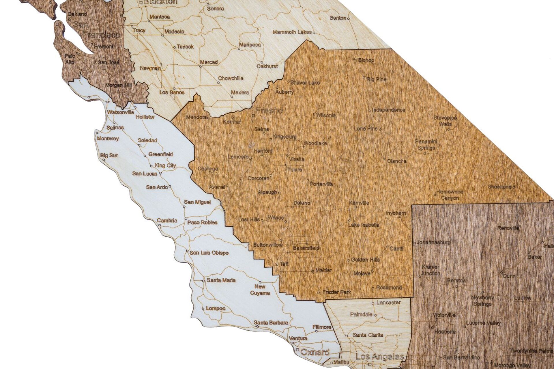 Drewniana mapa Kalifornii