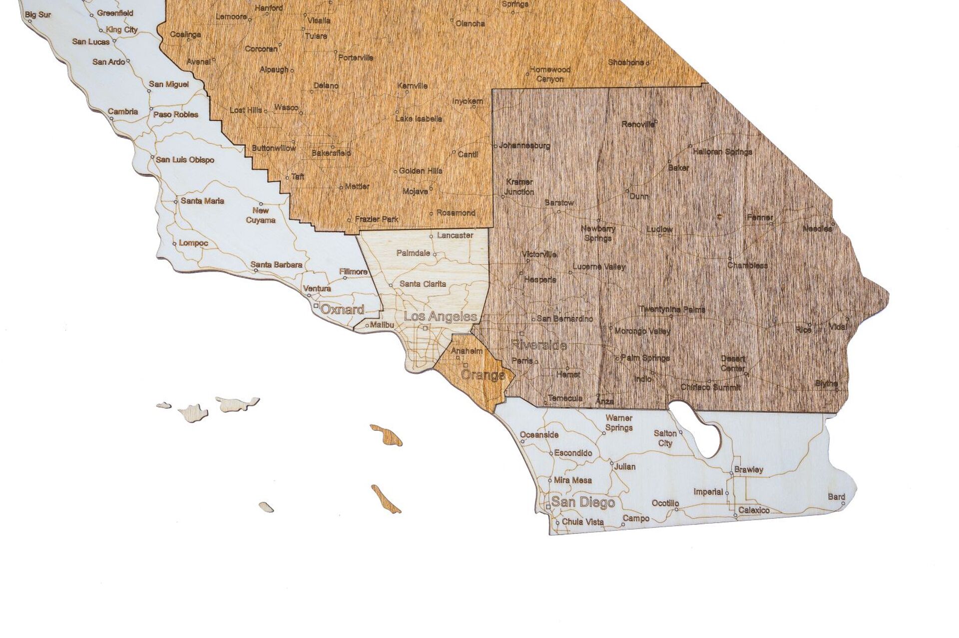 Drewniana mapa Kalifornii