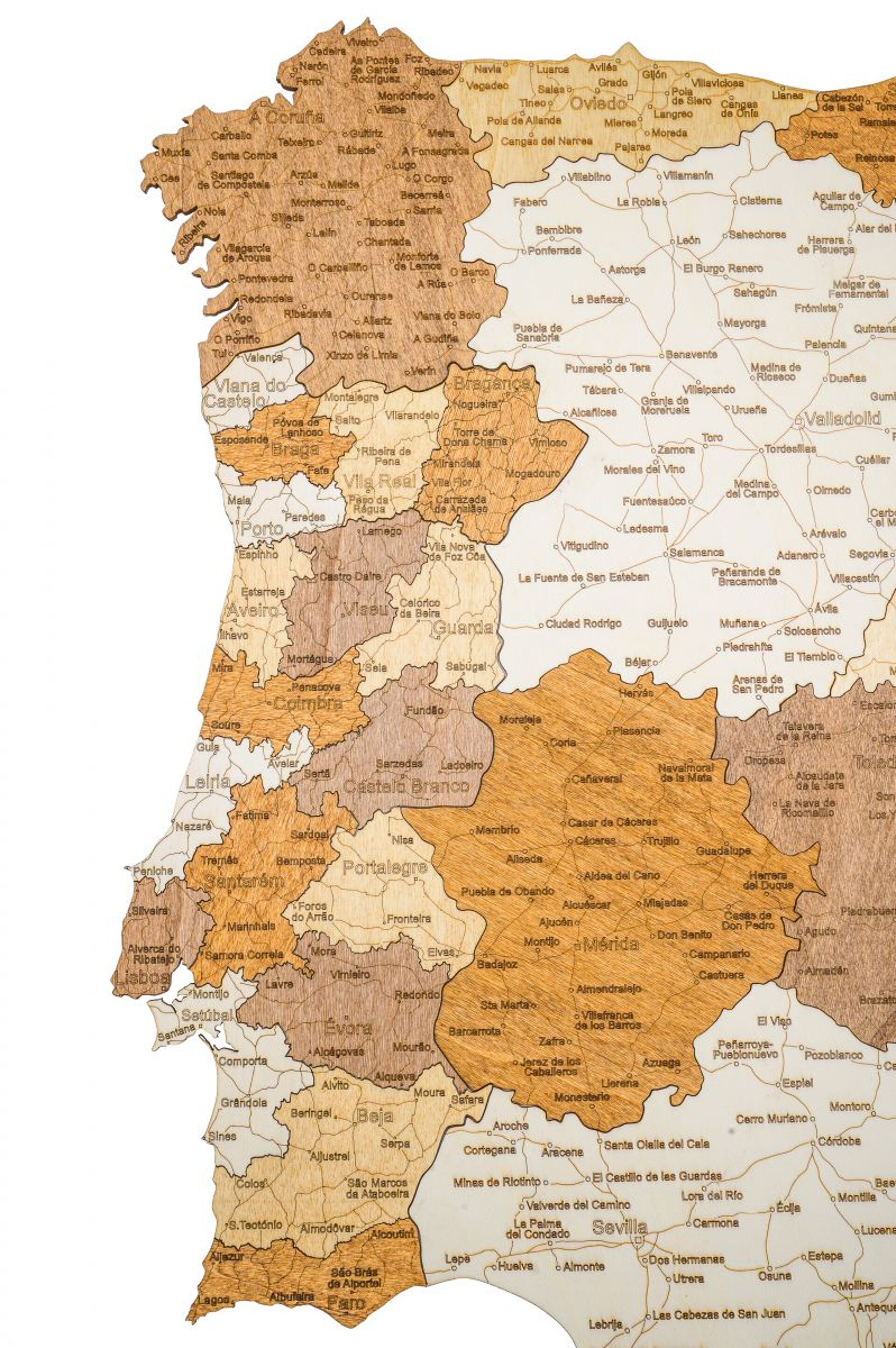 Träkarta över Iberiska halvön