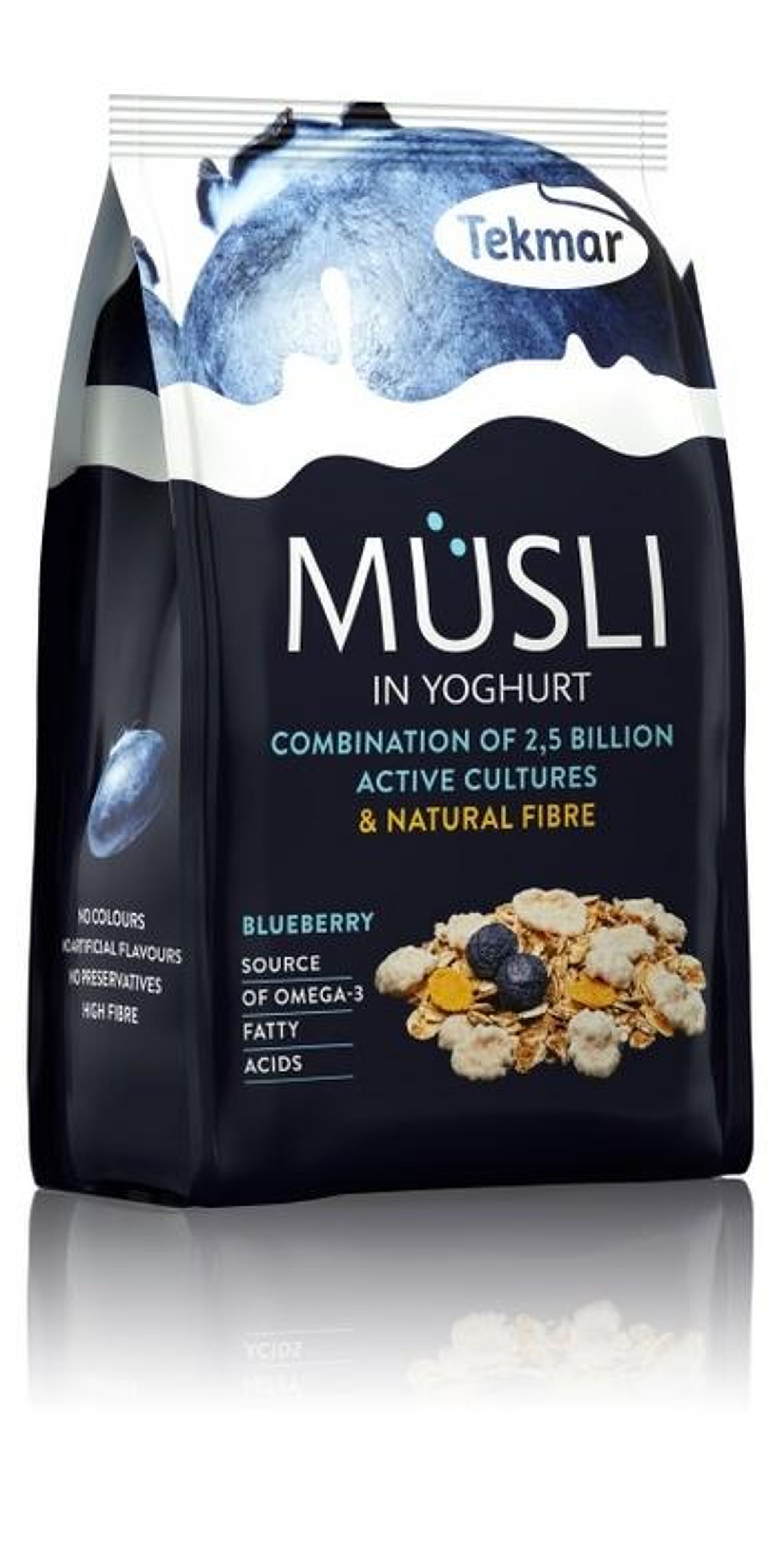 Müsli in Joghurt probiotisch pulverisiert - Heidelbeere