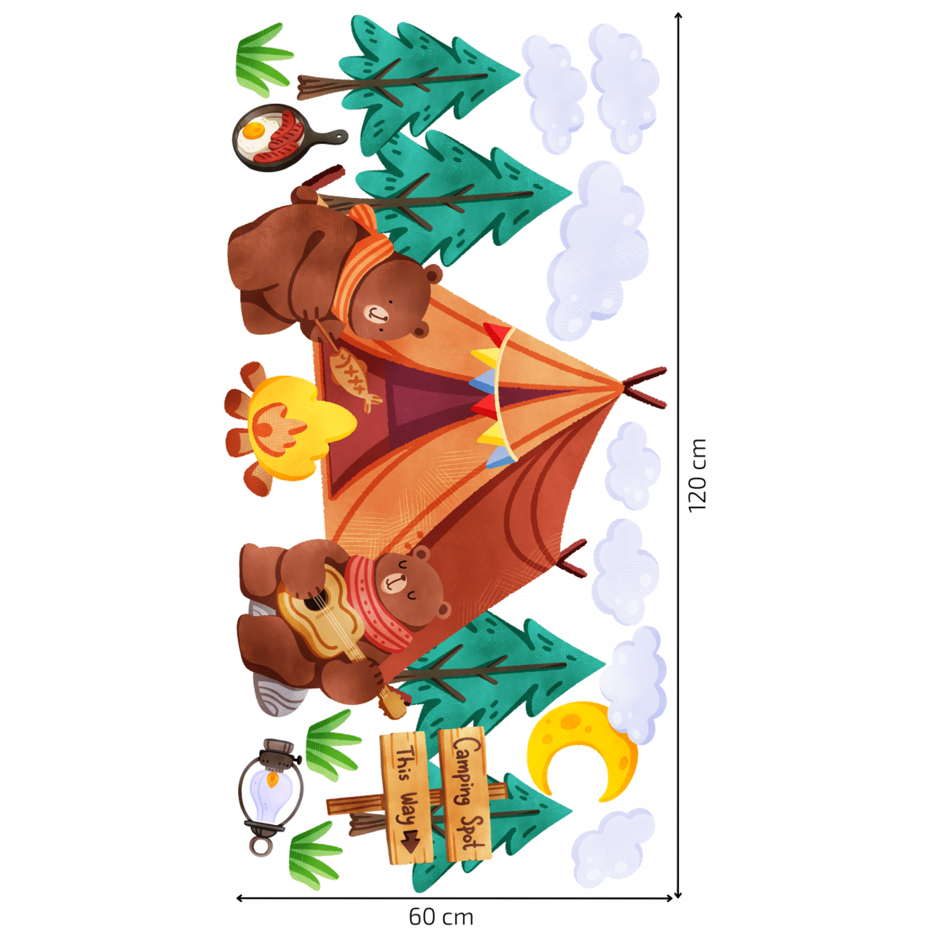 Sticker mural textile "Ours sur la tente"