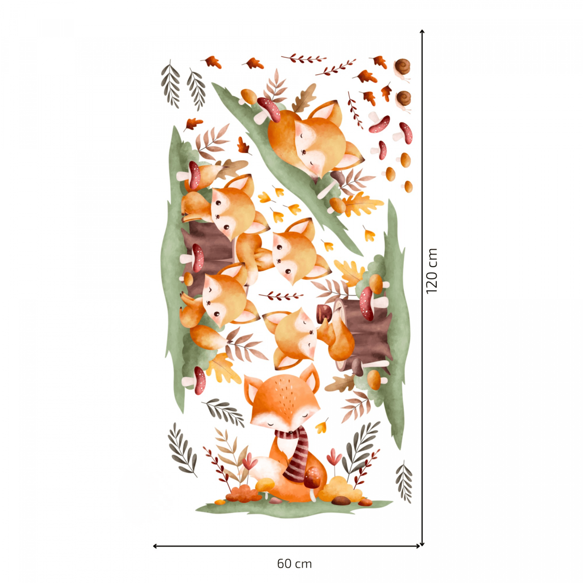 Sticker mural textile "Renards"