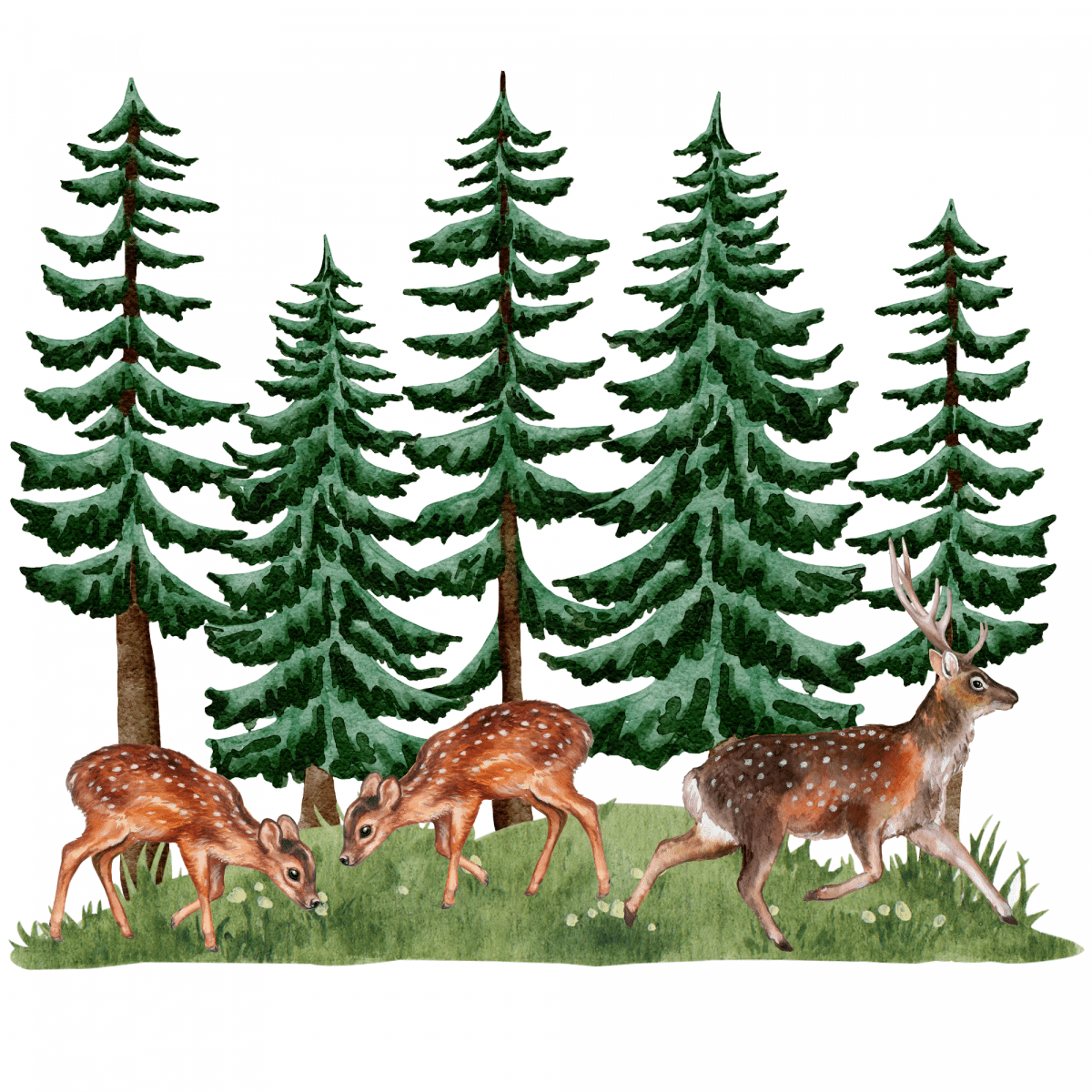 Sticker mural textile "Forêt avec animaux"