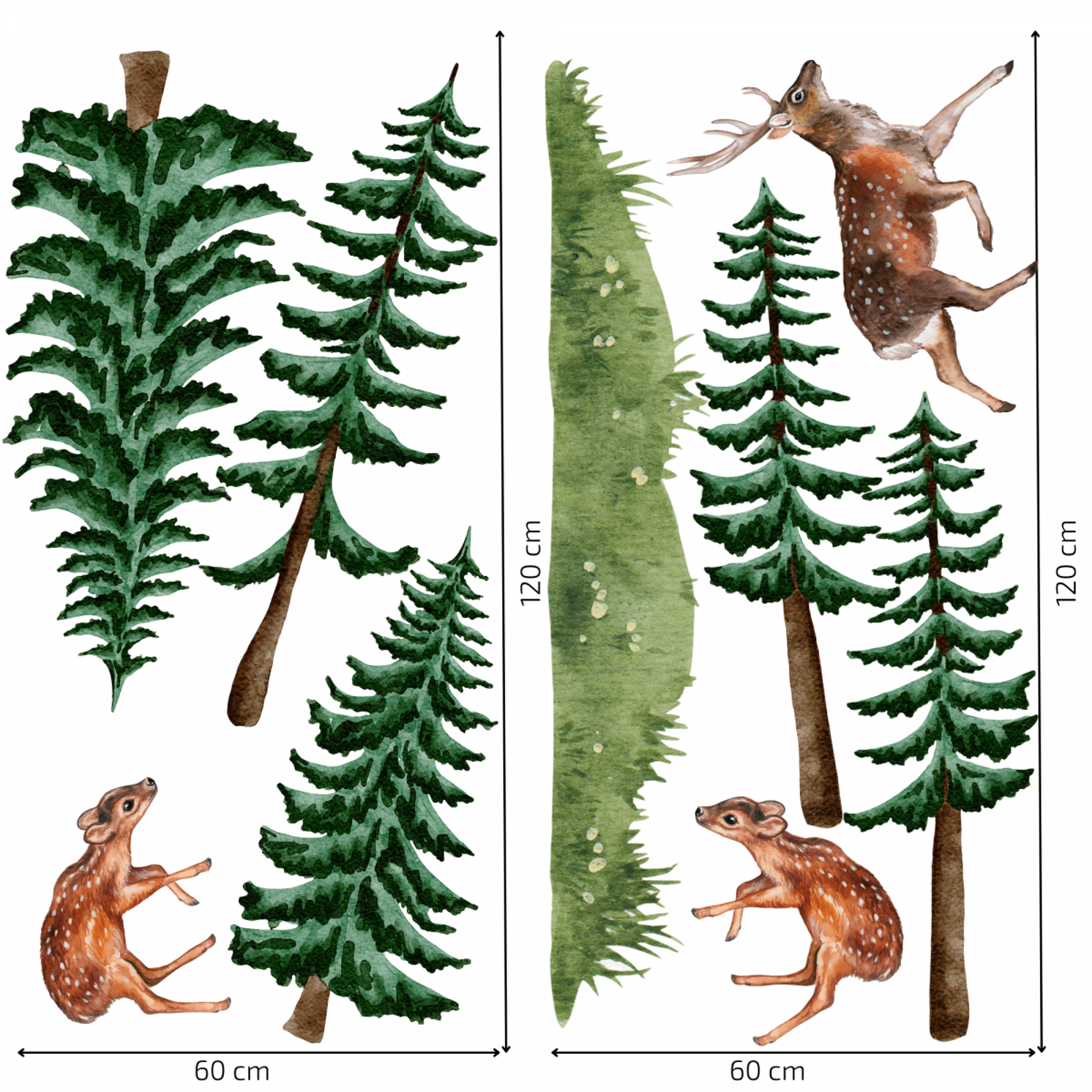 Sticker mural textile "Forêt avec animaux"