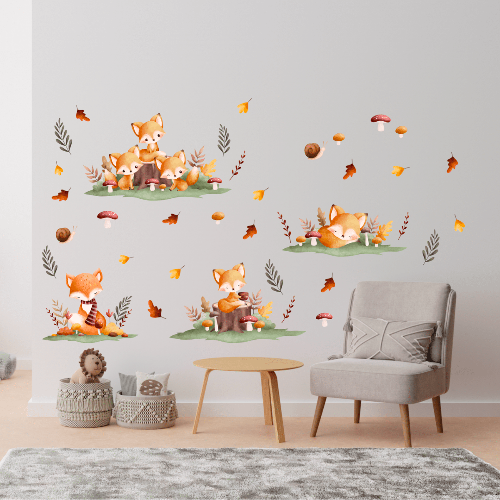 Sticker mural textile "Renards"