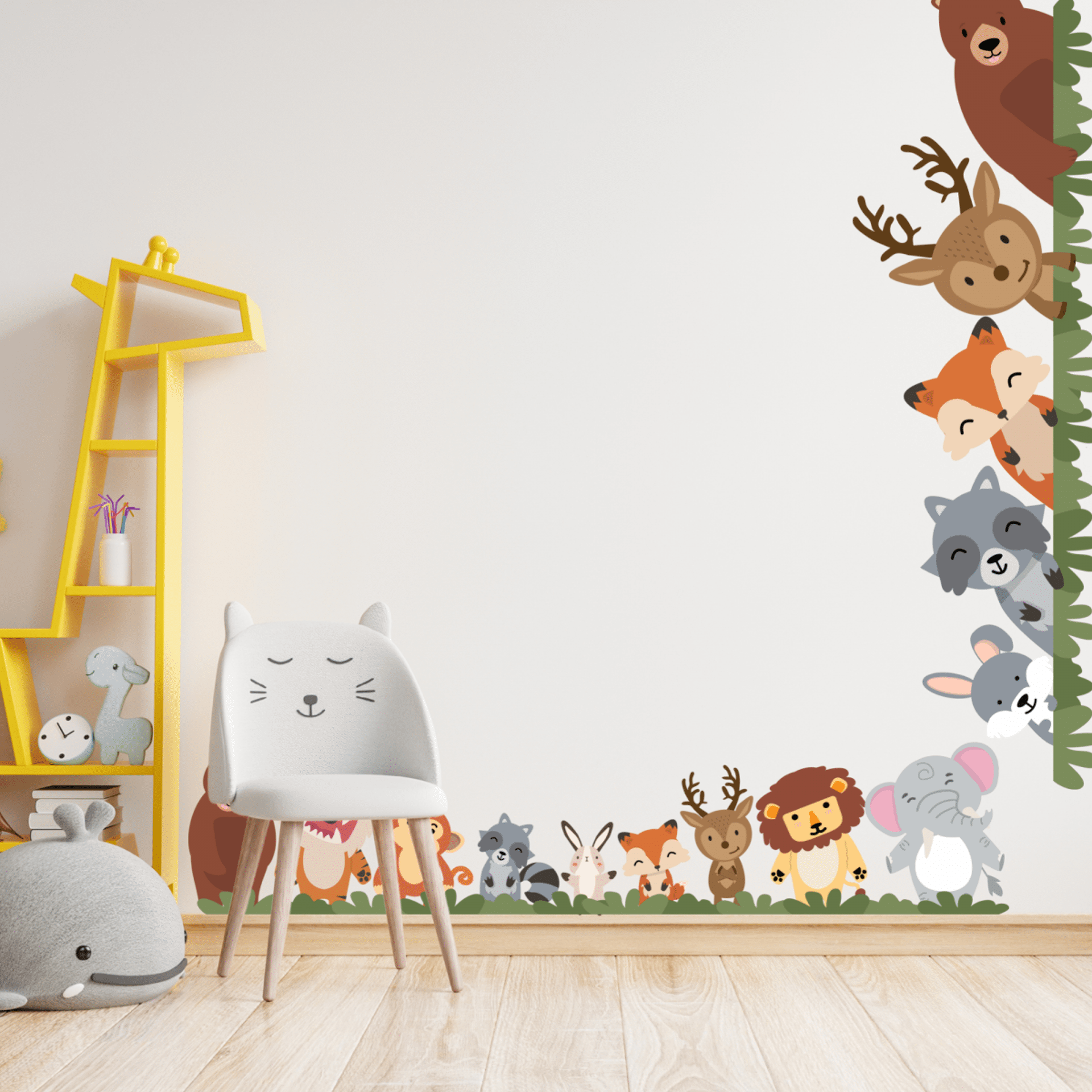 Tekstylna naklejka ścienna "Szczęśliwe zwierzęta"