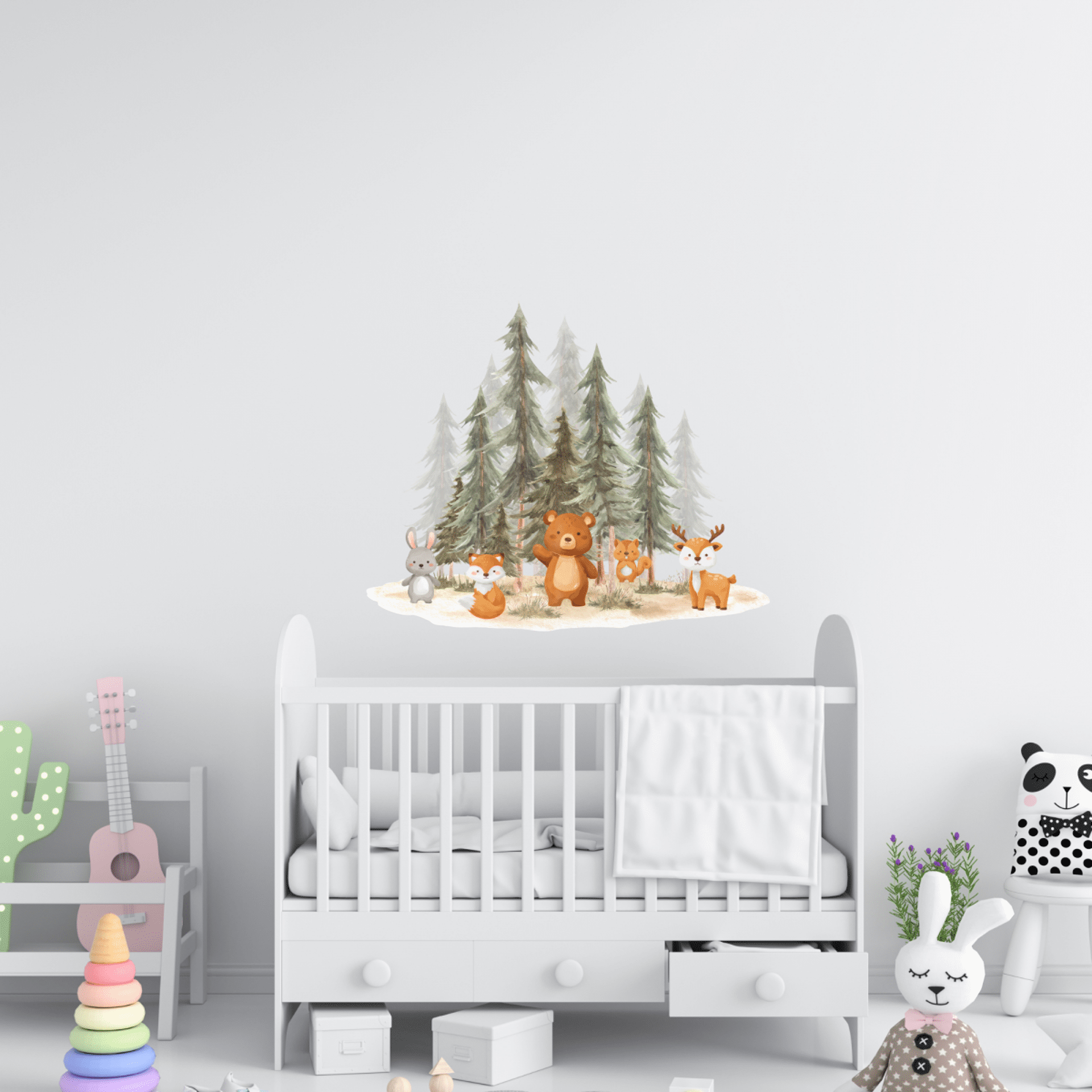 Sticker mural textile "Forêt avec animaux 2"