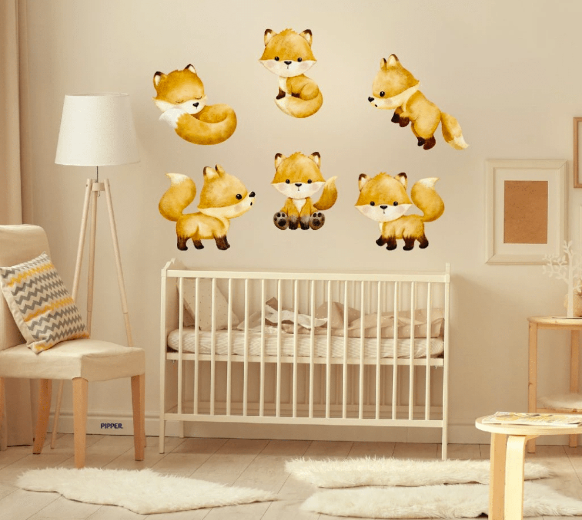 Sticker mural textile "Renards"