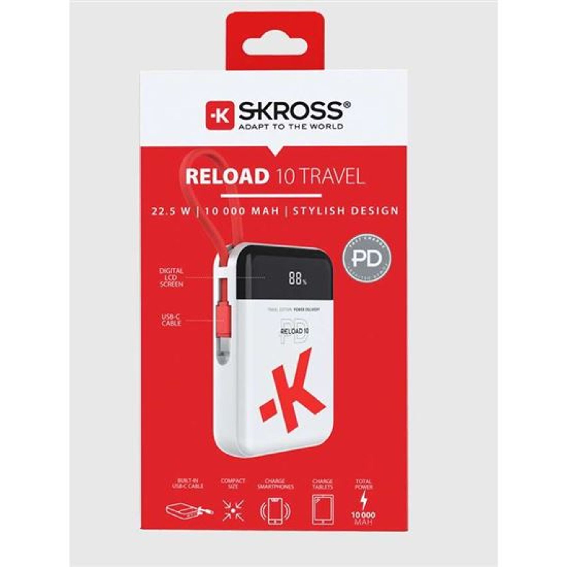 SKROSS power bank Reload 10 Travel, 20W PD, 10 000mAh, USB A+C