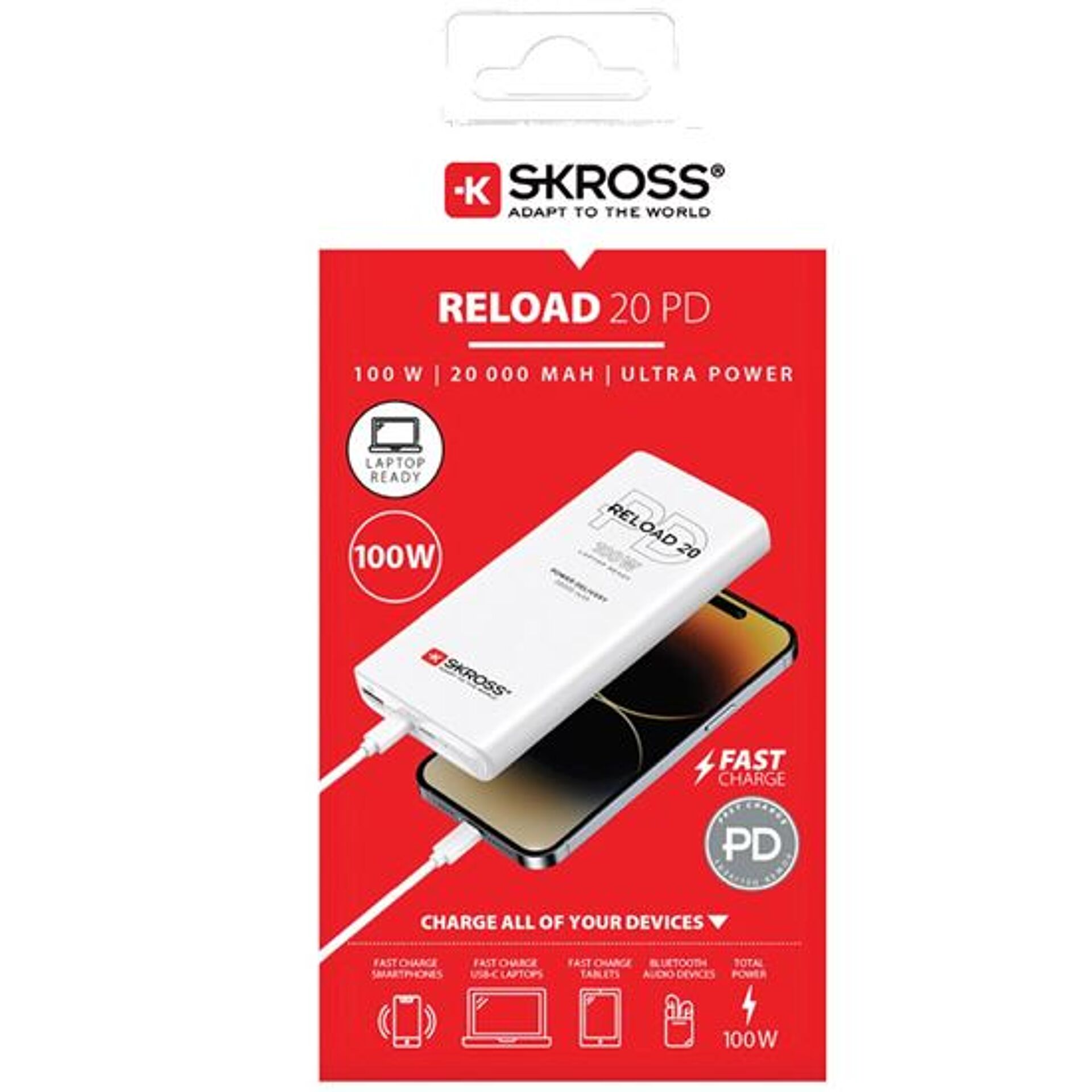 Baterie externă SKROSS Reload 20 100W PD, 20 000mAh, USB A+C