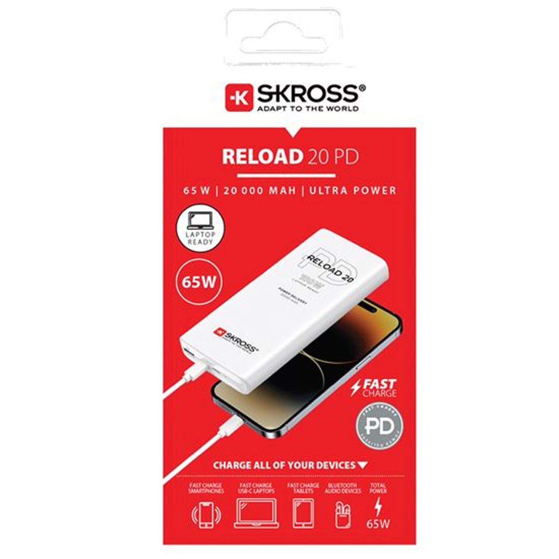 SKROSS powerbank Reload 20 65W PD, 20 000mAh, USB A+C