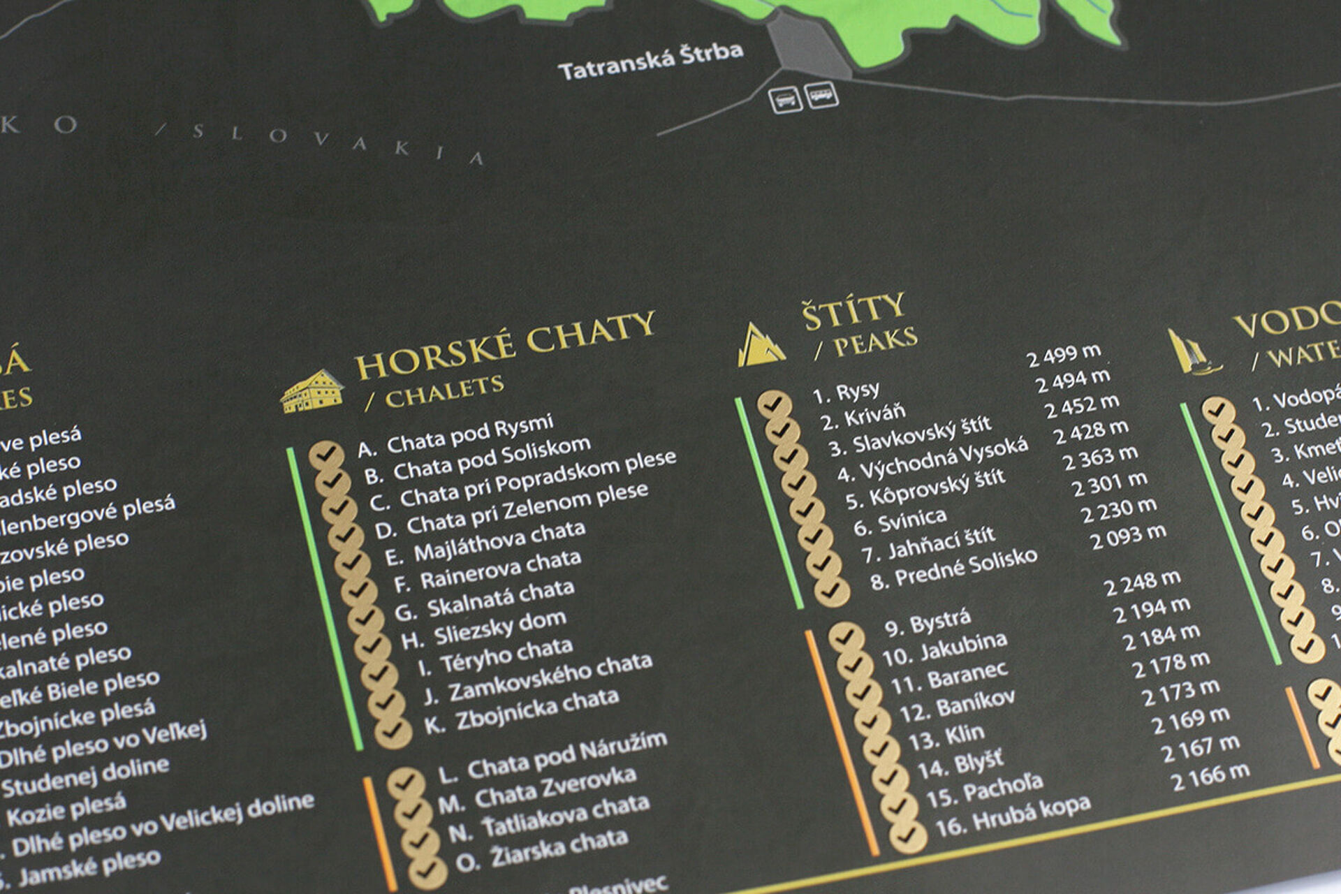 Скреч карта на Западните, Белинските и Високите Татри - размер A3